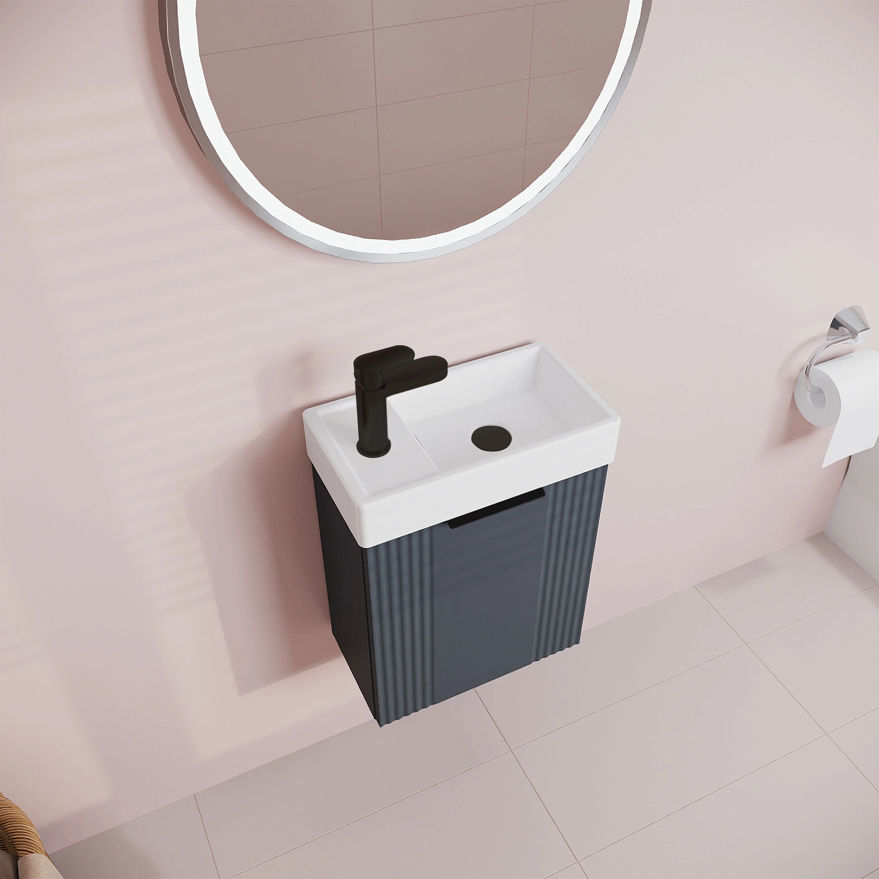 Belvide Retro Wall Hung Bathroom Cloakroom Vanity Basin Unit 438 x 400 x 222mm - Multiple Colours - Image 27