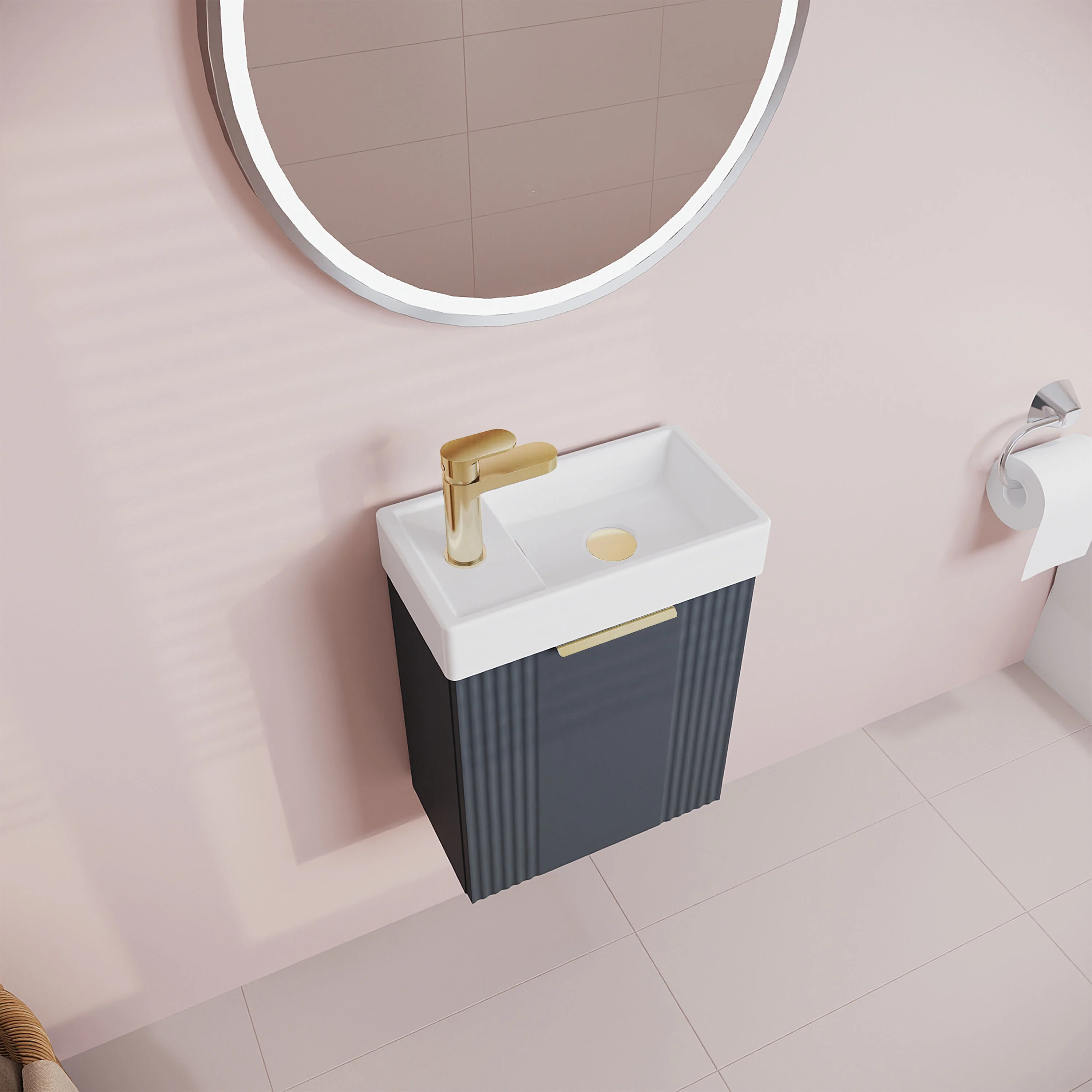 Belvide Retro Wall Hung Bathroom Cloakroom Vanity Basin Unit 438 x 400 x 222mm - Multiple Colours - Image 28
