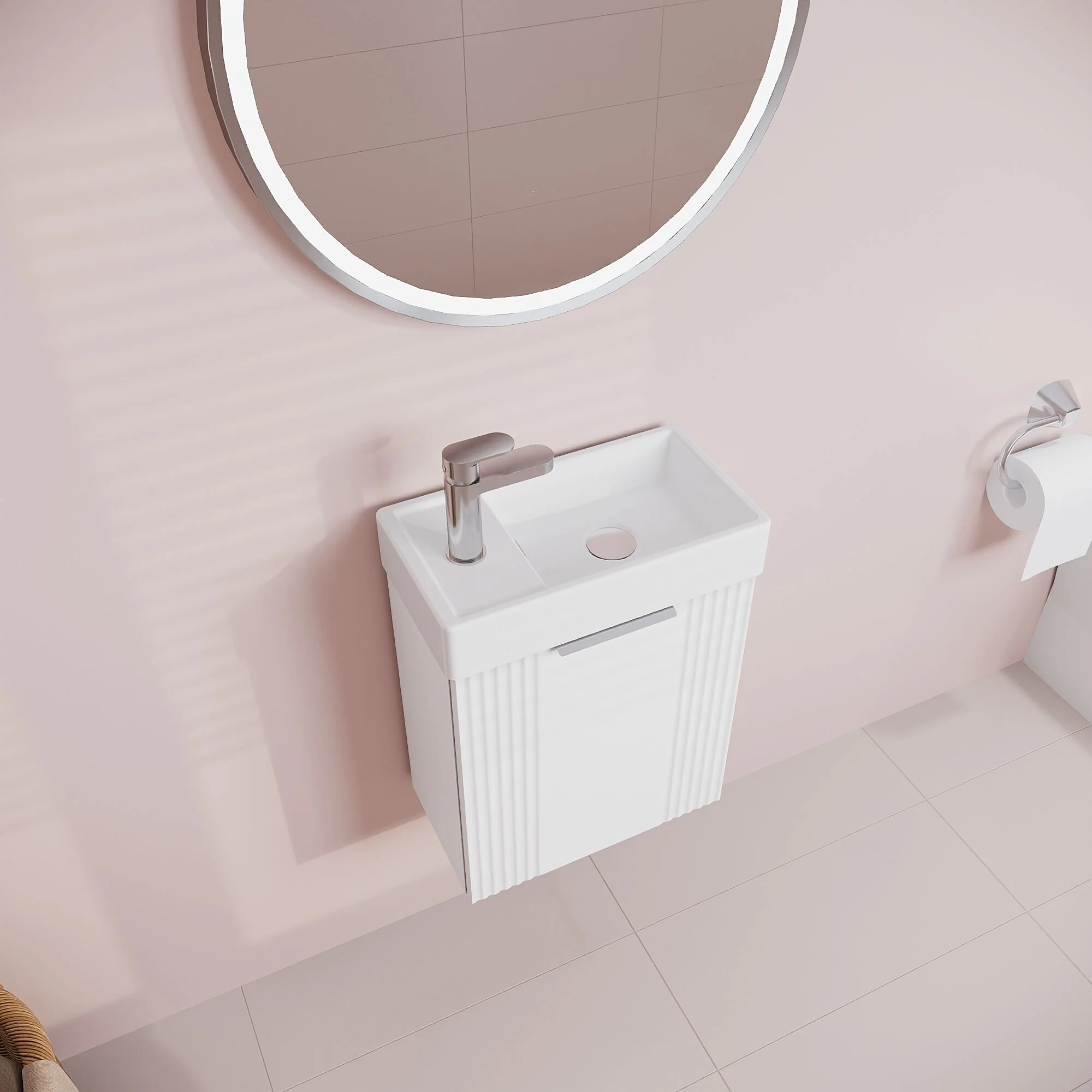 Belvide Retro Wall Hung Bathroom Cloakroom Vanity Basin Unit 438 x 400 x 222mm - Multiple Colours - Image 29