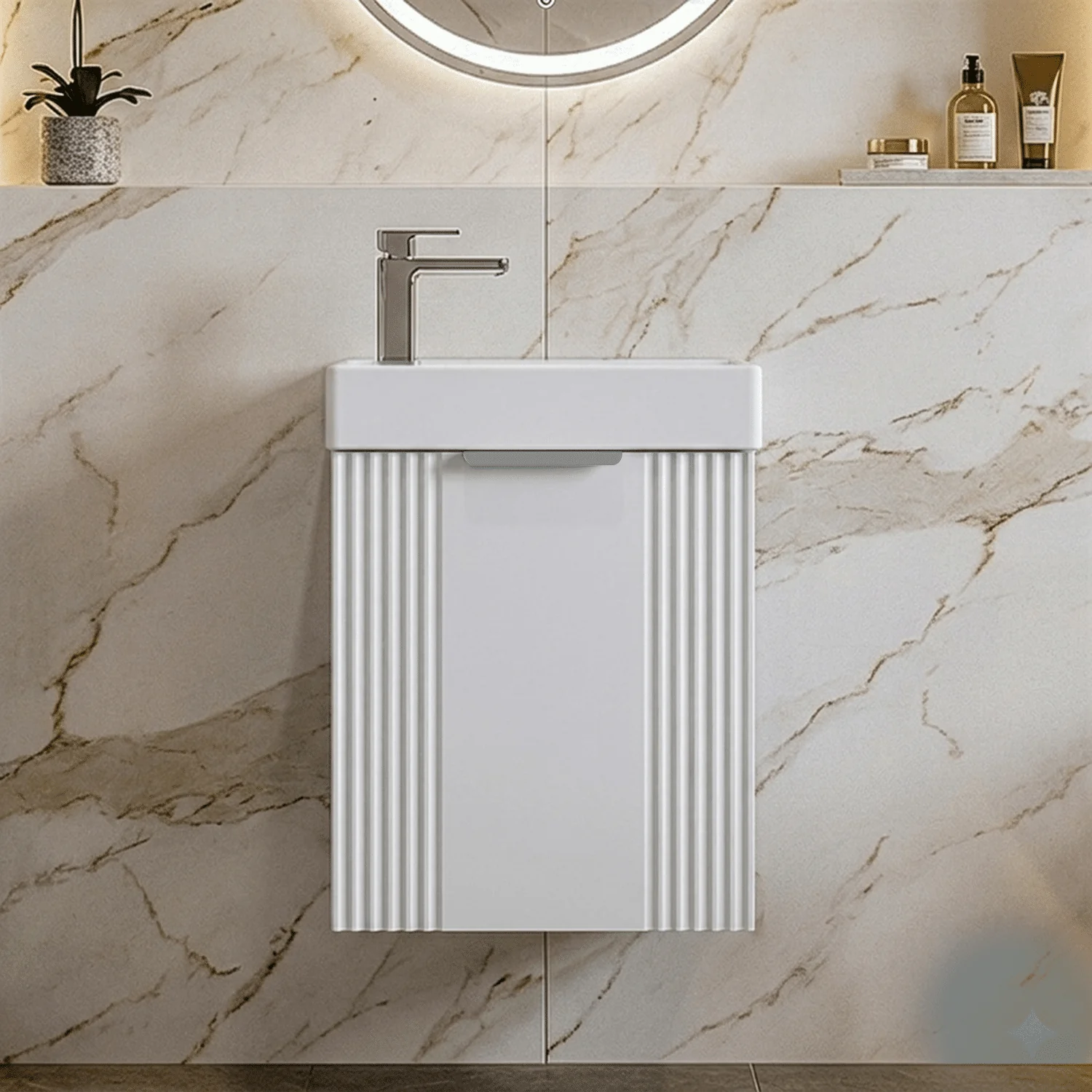 Belvide Retro Wall Hung Bathroom Cloakroom Vanity Basin Unit 438 x 400 x 222mm - Multiple Colours - Image 3