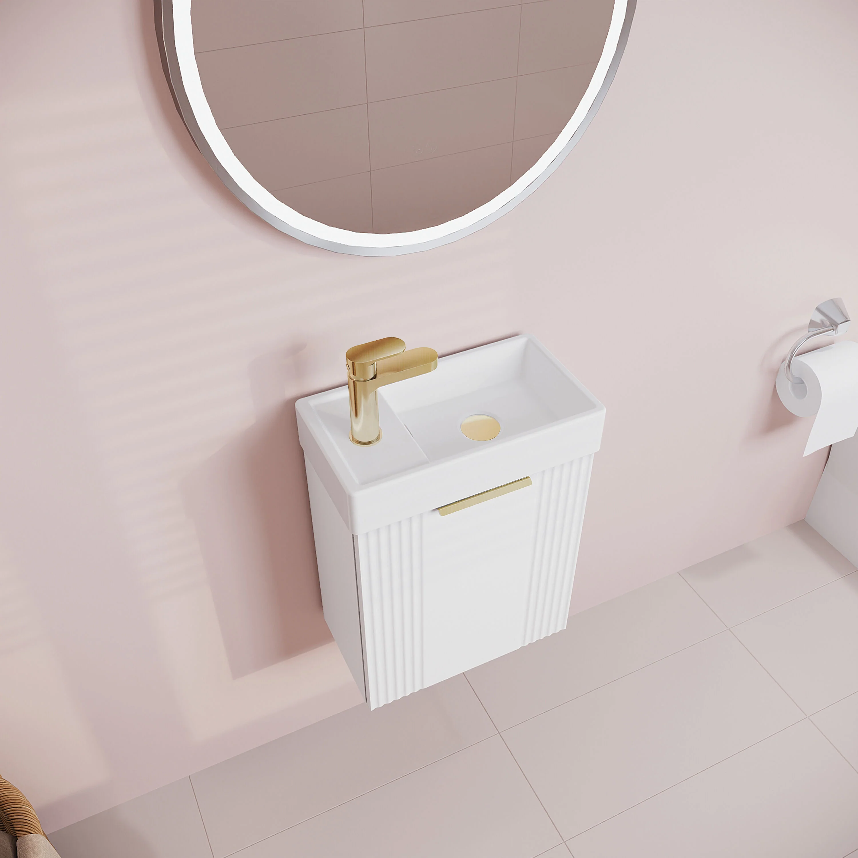 Belvide Retro Wall Hung Bathroom Cloakroom Vanity Basin Unit 438 x 400 x 222mm - Multiple Colours - Image 31
