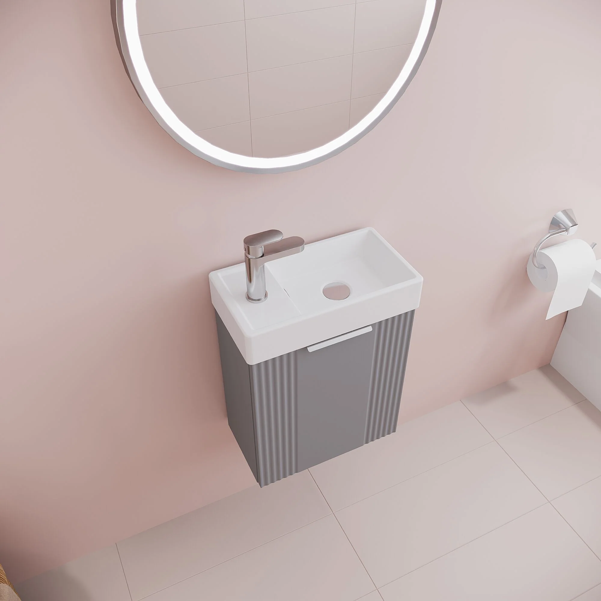 Belvide Retro Wall Hung Bathroom Cloakroom Vanity Basin Unit 438 x 400 x 222mm - Multiple Colours - Image 32