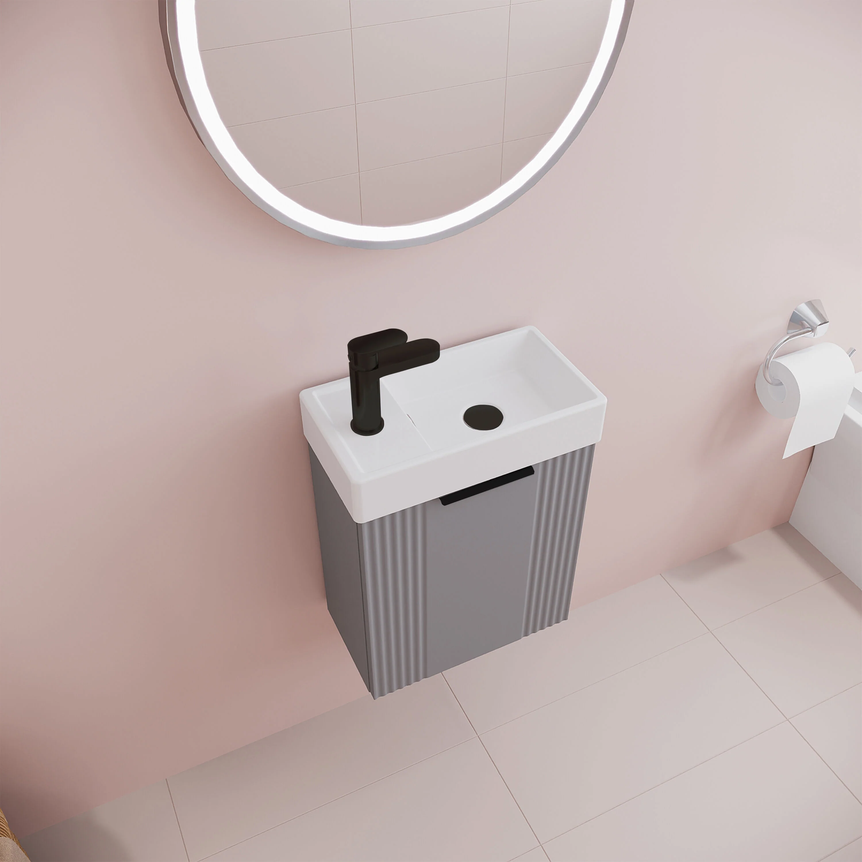 Belvide Retro Wall Hung Bathroom Cloakroom Vanity Basin Unit 438 x 400 x 222mm - Multiple Colours - Image 33