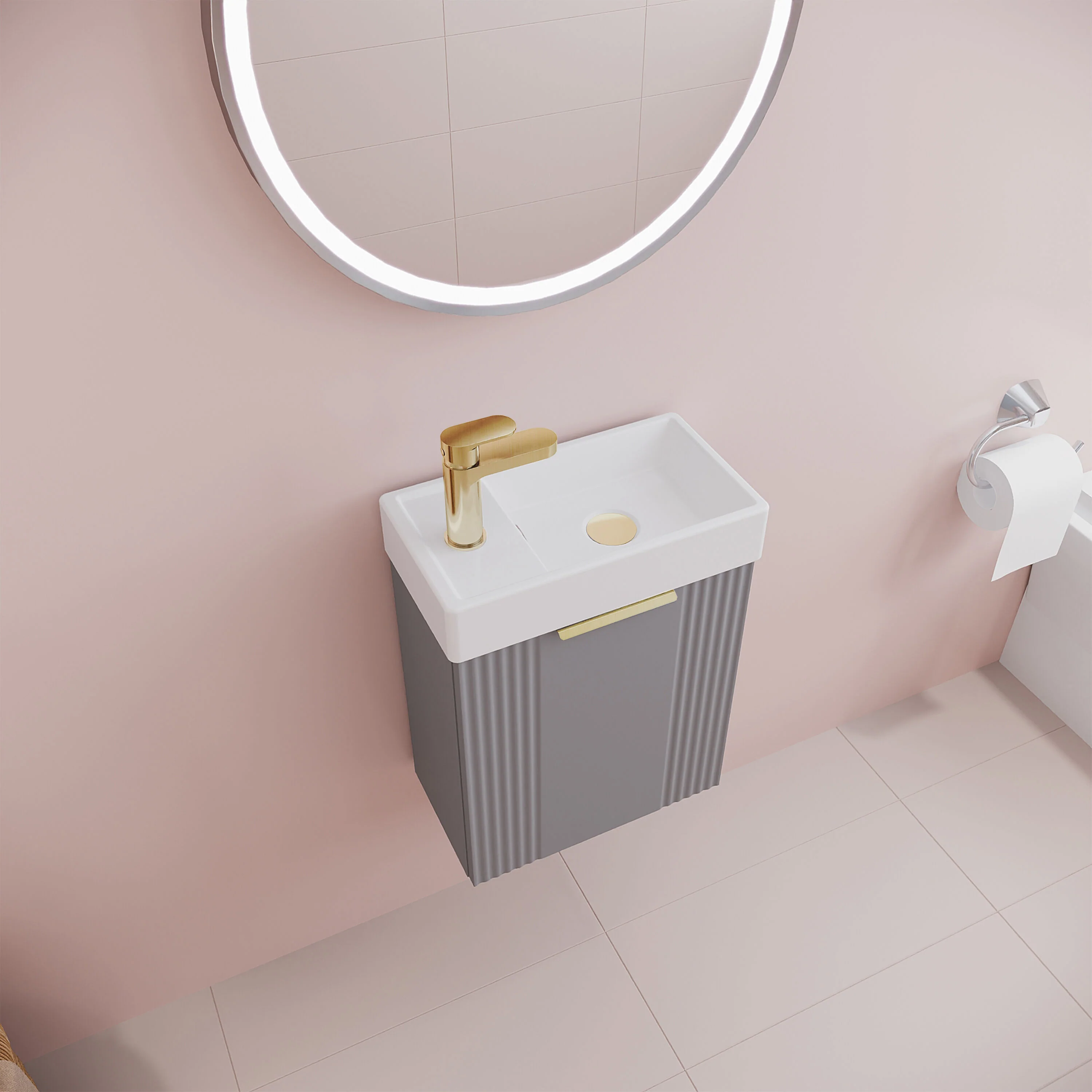 Belvide Retro Wall Hung Bathroom Cloakroom Vanity Basin Unit 438 x 400 x 222mm - Multiple Colours - Image 34