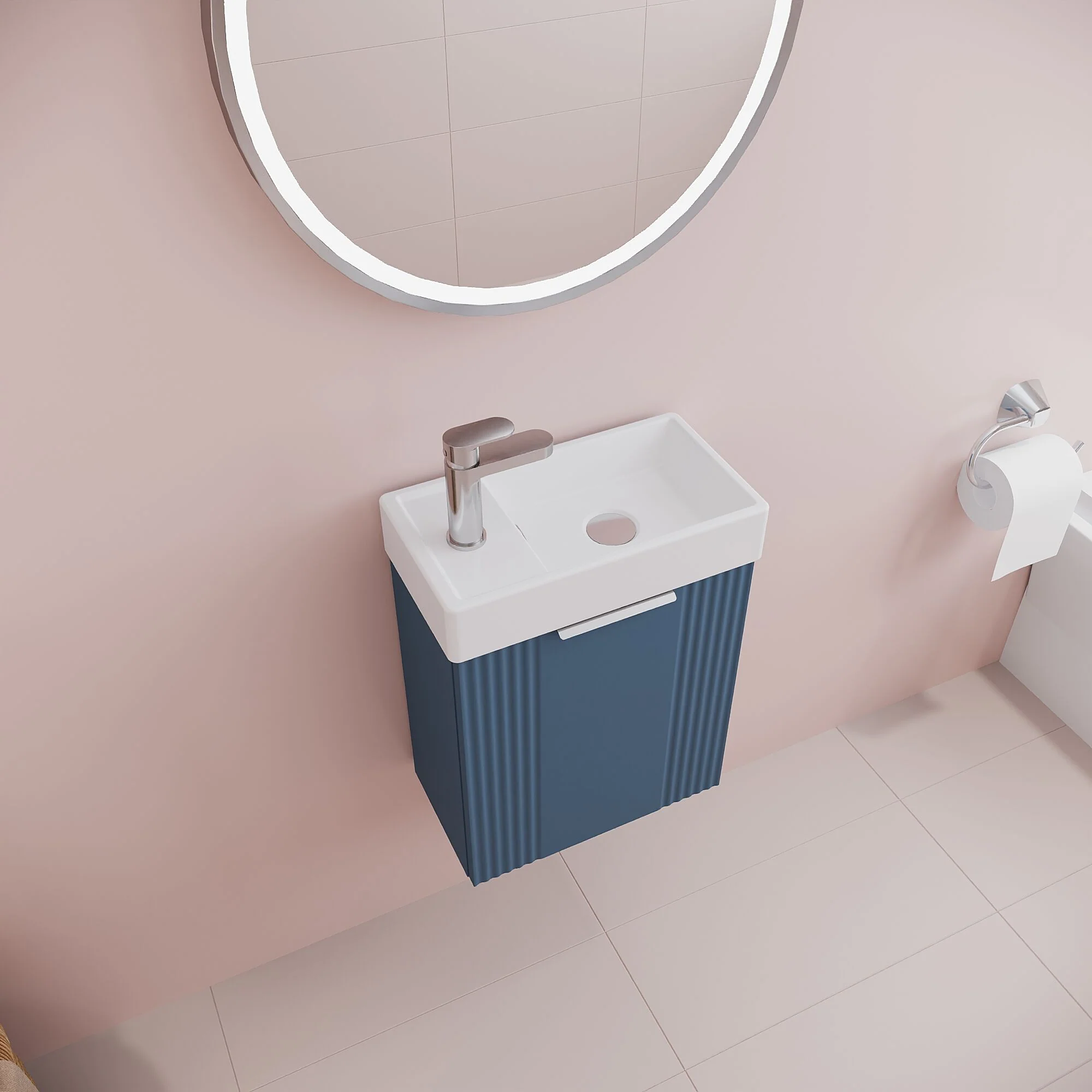 Belvide Retro Wall Hung Bathroom Cloakroom Vanity Basin Unit 438 x 400 x 222mm - Multiple Colours - Image 35