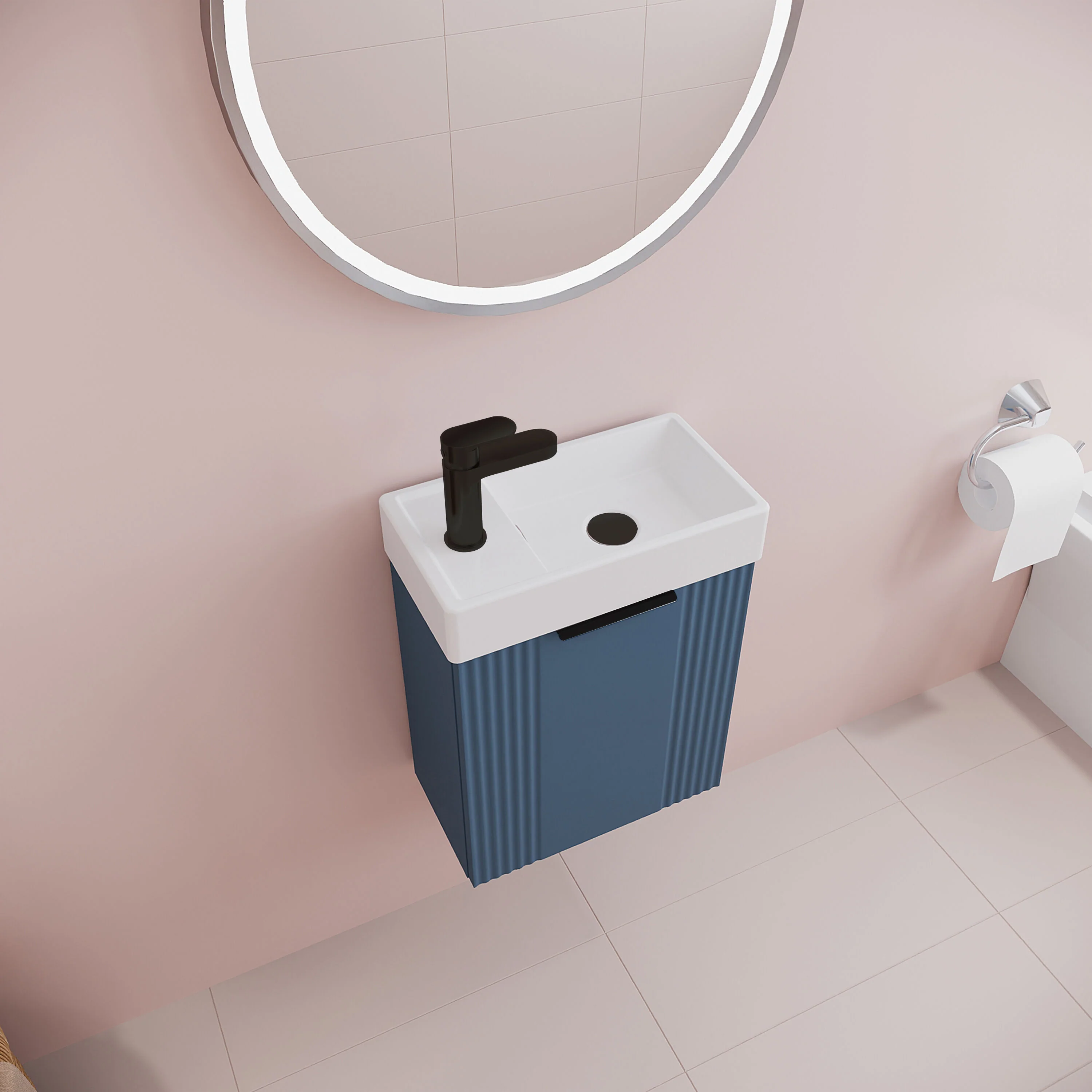 Belvide Retro Wall Hung Bathroom Cloakroom Vanity Basin Unit 438 x 400 x 222mm - Multiple Colours - Image 36