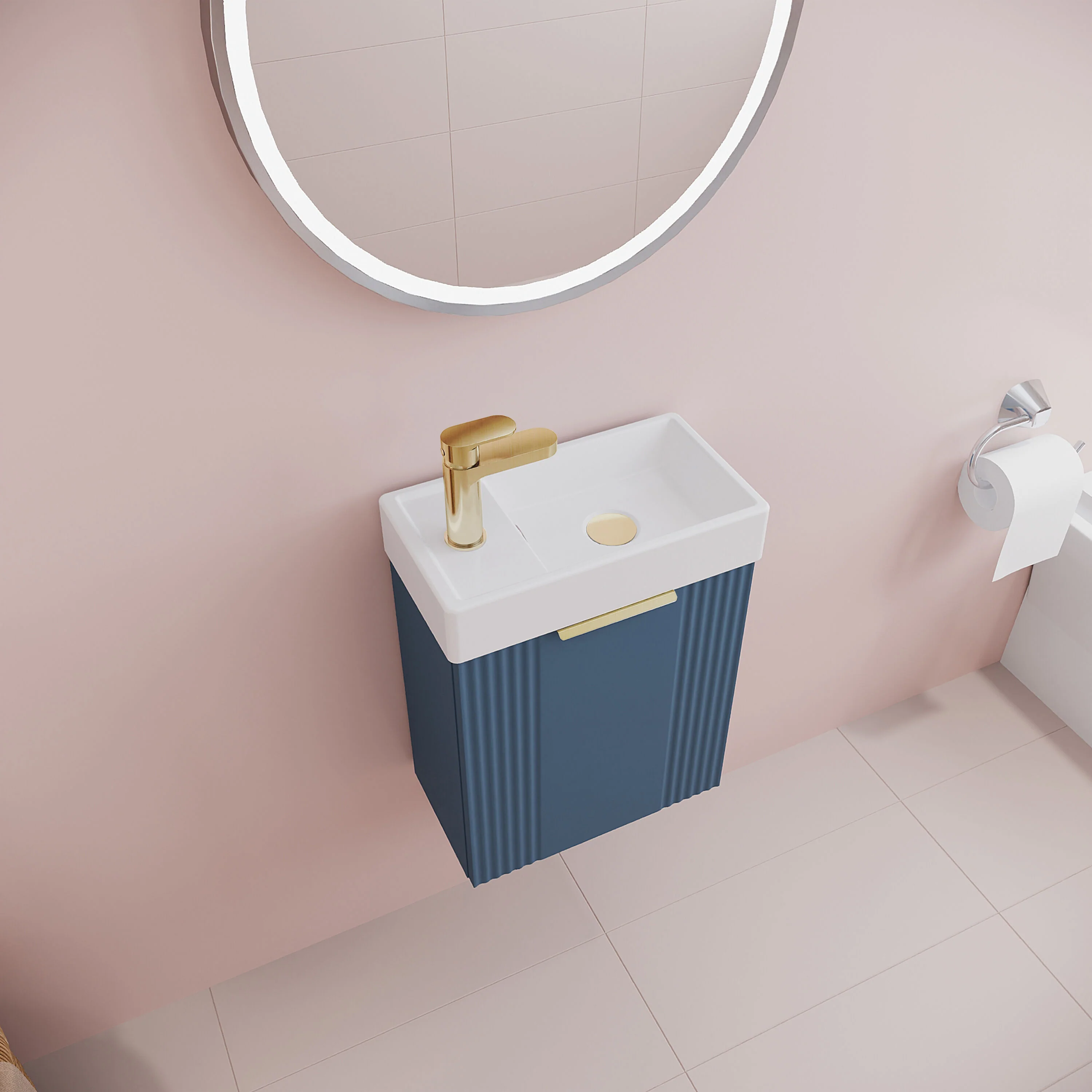Belvide Retro Wall Hung Bathroom Cloakroom Vanity Basin Unit 438 x 400 x 222mm - Multiple Colours - Image 37