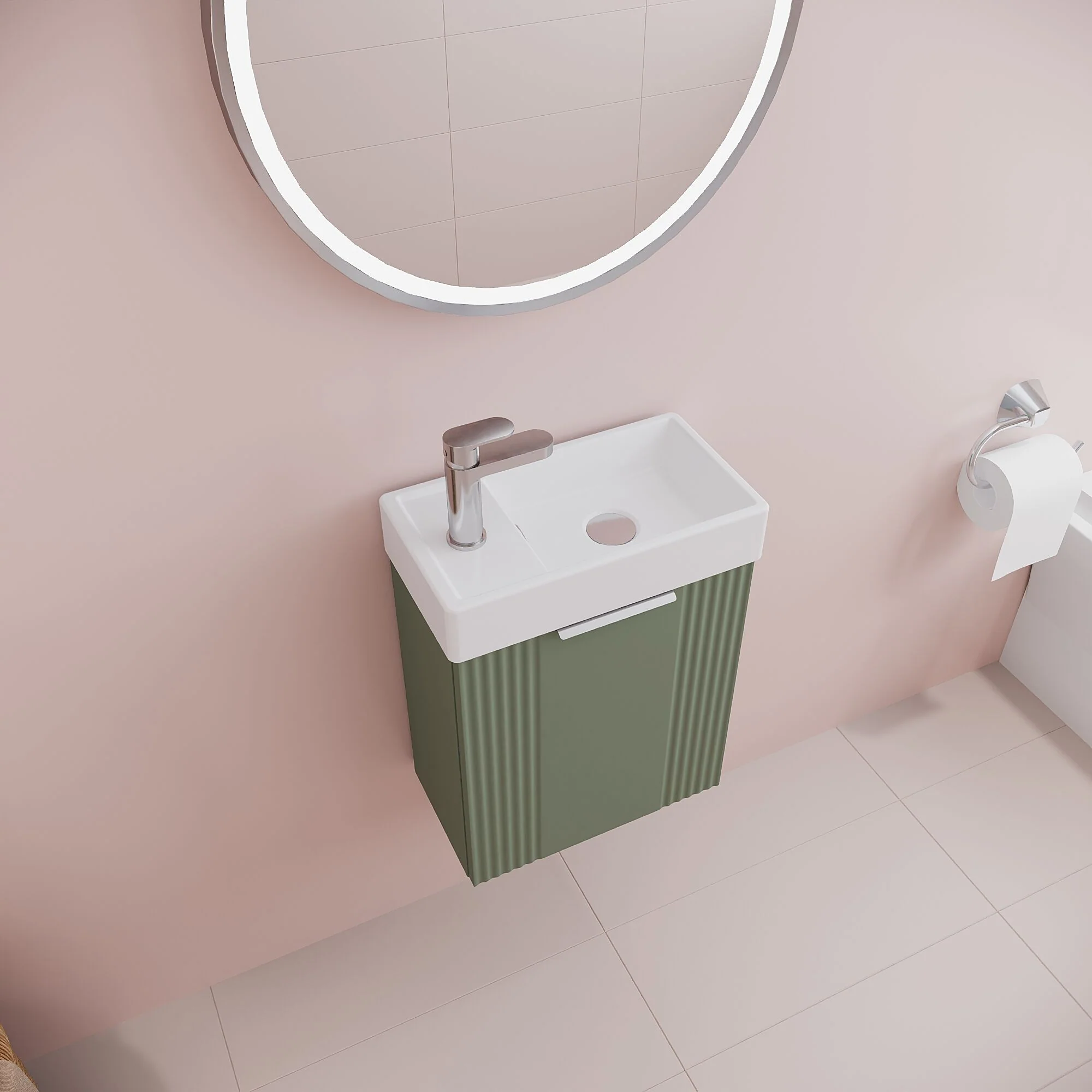 Belvide Retro Wall Hung Bathroom Cloakroom Vanity Basin Unit 438 x 400 x 222mm - Multiple Colours - Image 38
