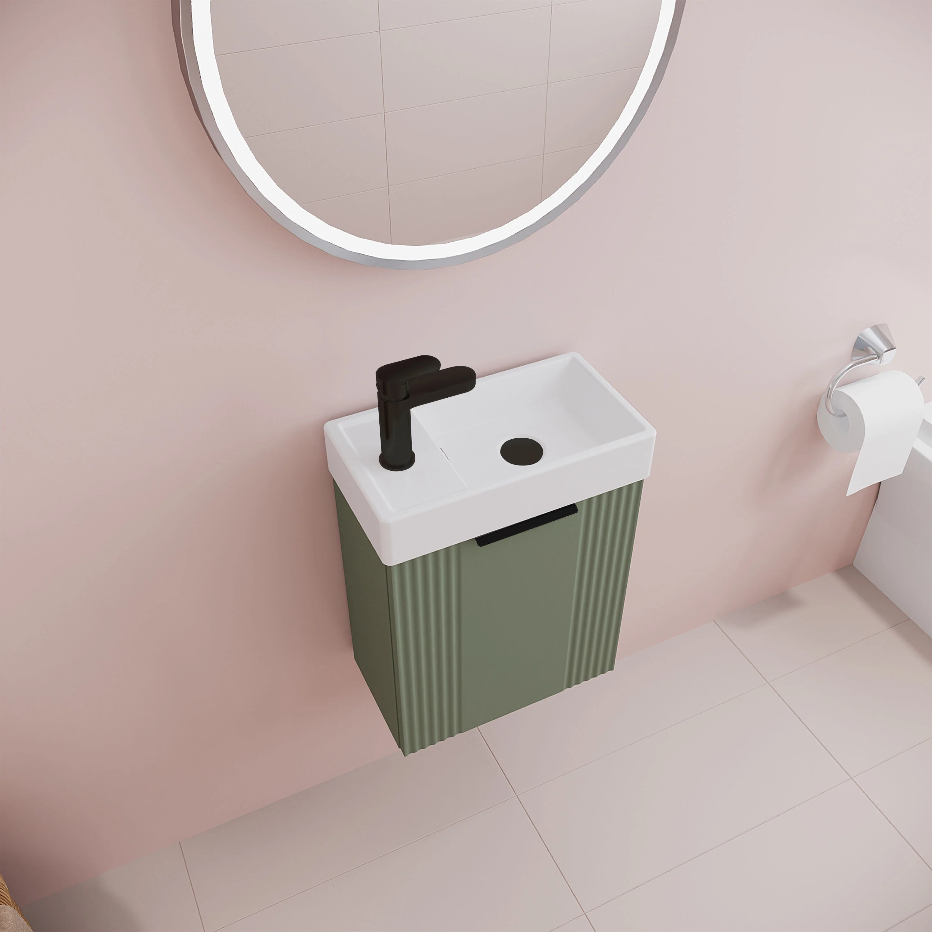 Belvide Retro Wall Hung Bathroom Cloakroom Vanity Basin Unit 438 x 400 x 222mm - Multiple Colours - Image 39