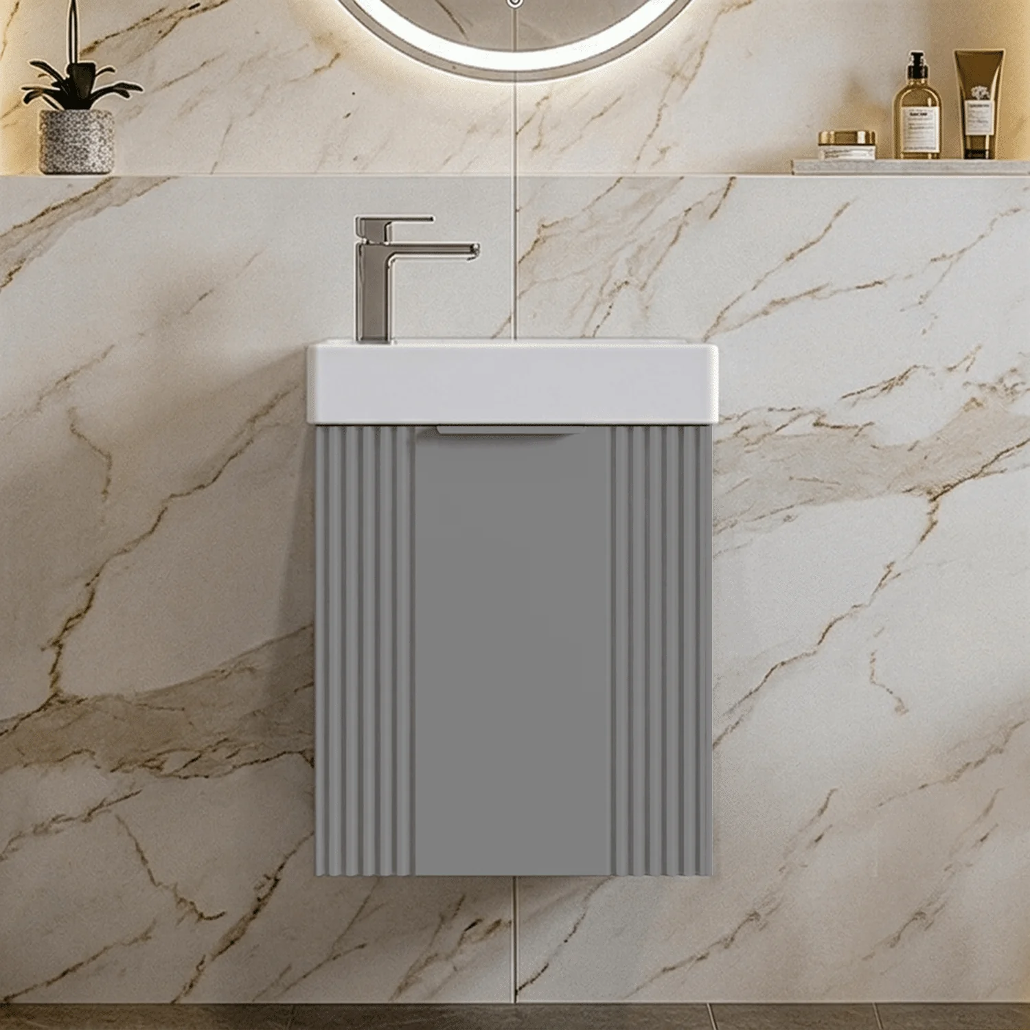Belvide Retro Wall Hung Bathroom Cloakroom Vanity Basin Unit 438 x 400 x 222mm - Multiple Colours - Image 4