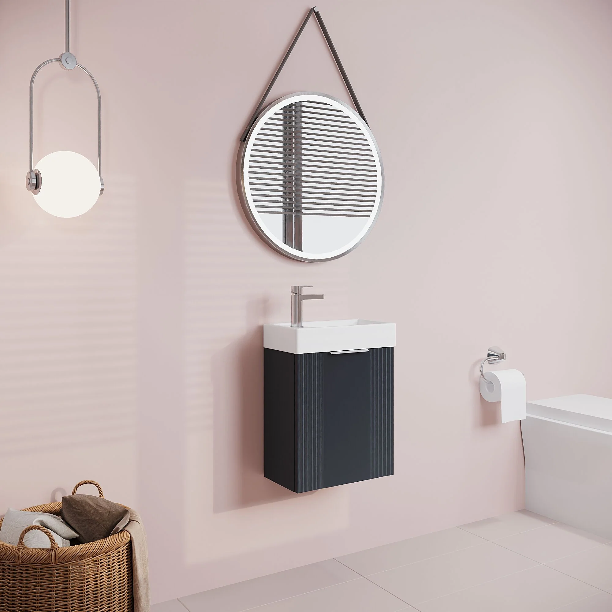 Belvide Retro Wall Hung Bathroom Cloakroom Vanity Basin Unit 438 x 400 x 222mm - Multiple Colours - Image 41