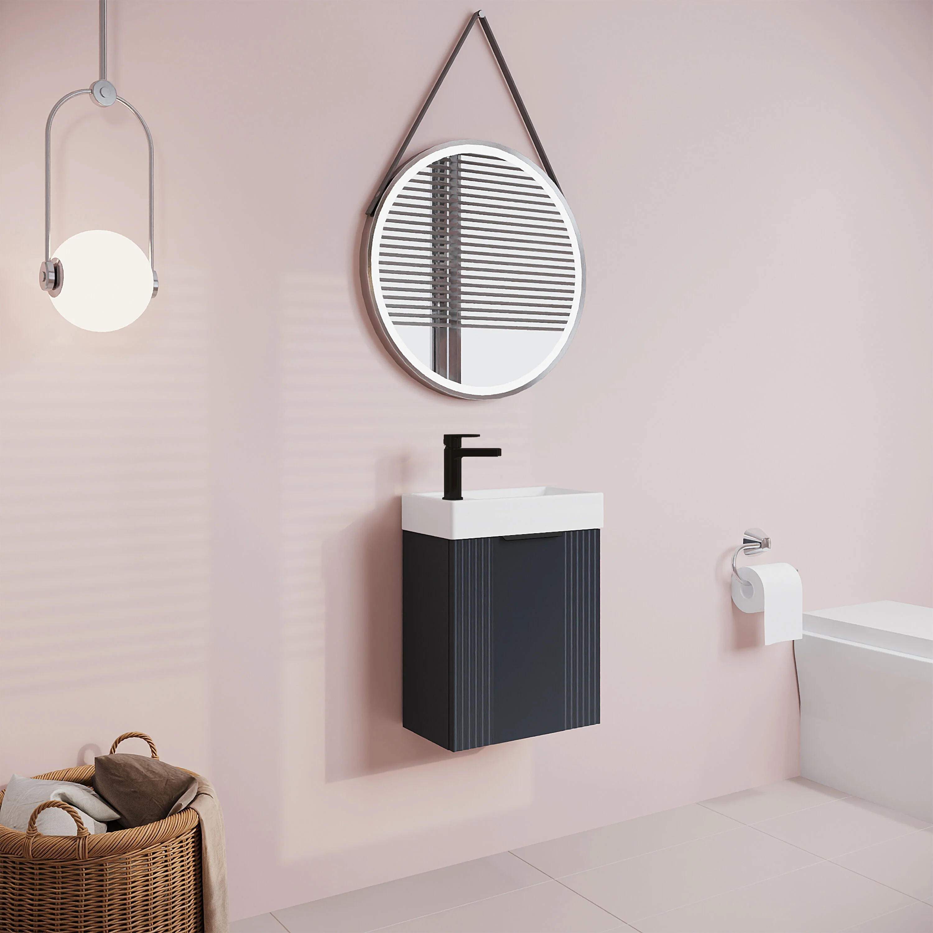 Belvide Retro Wall Hung Bathroom Cloakroom Vanity Basin Unit 438 x 400 x 222mm - Multiple Colours - Image 42