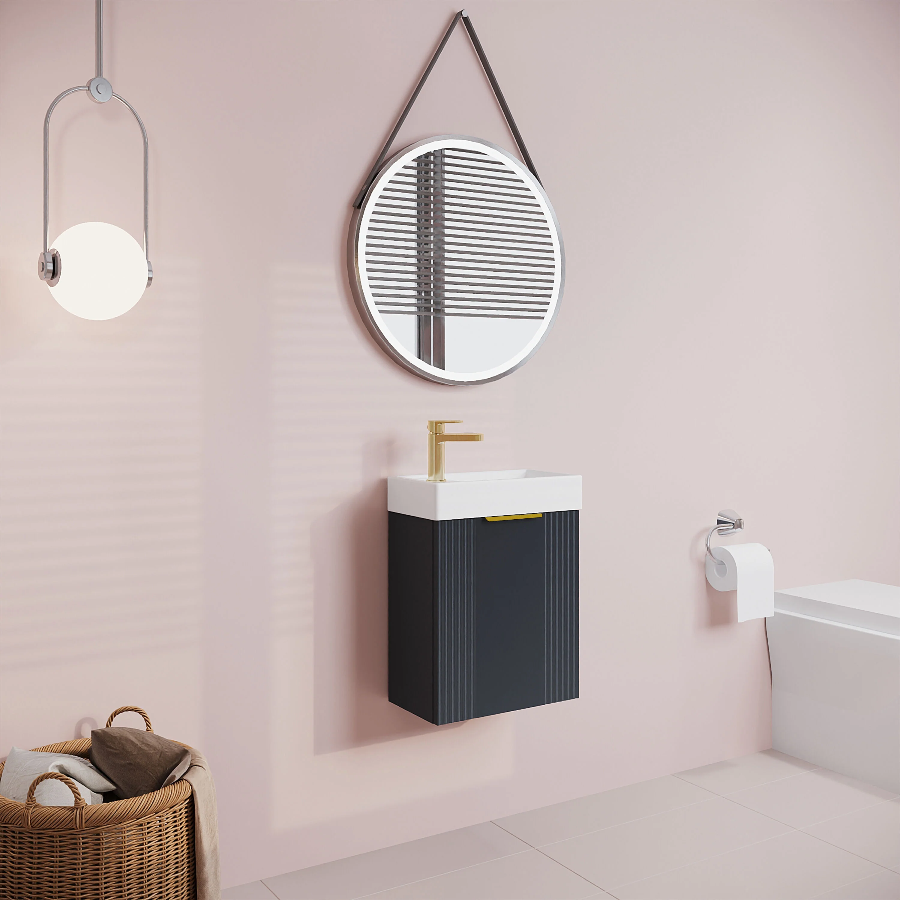 Belvide Retro Wall Hung Bathroom Cloakroom Vanity Basin Unit 438 x 400 x 222mm - Multiple Colours - Image 43