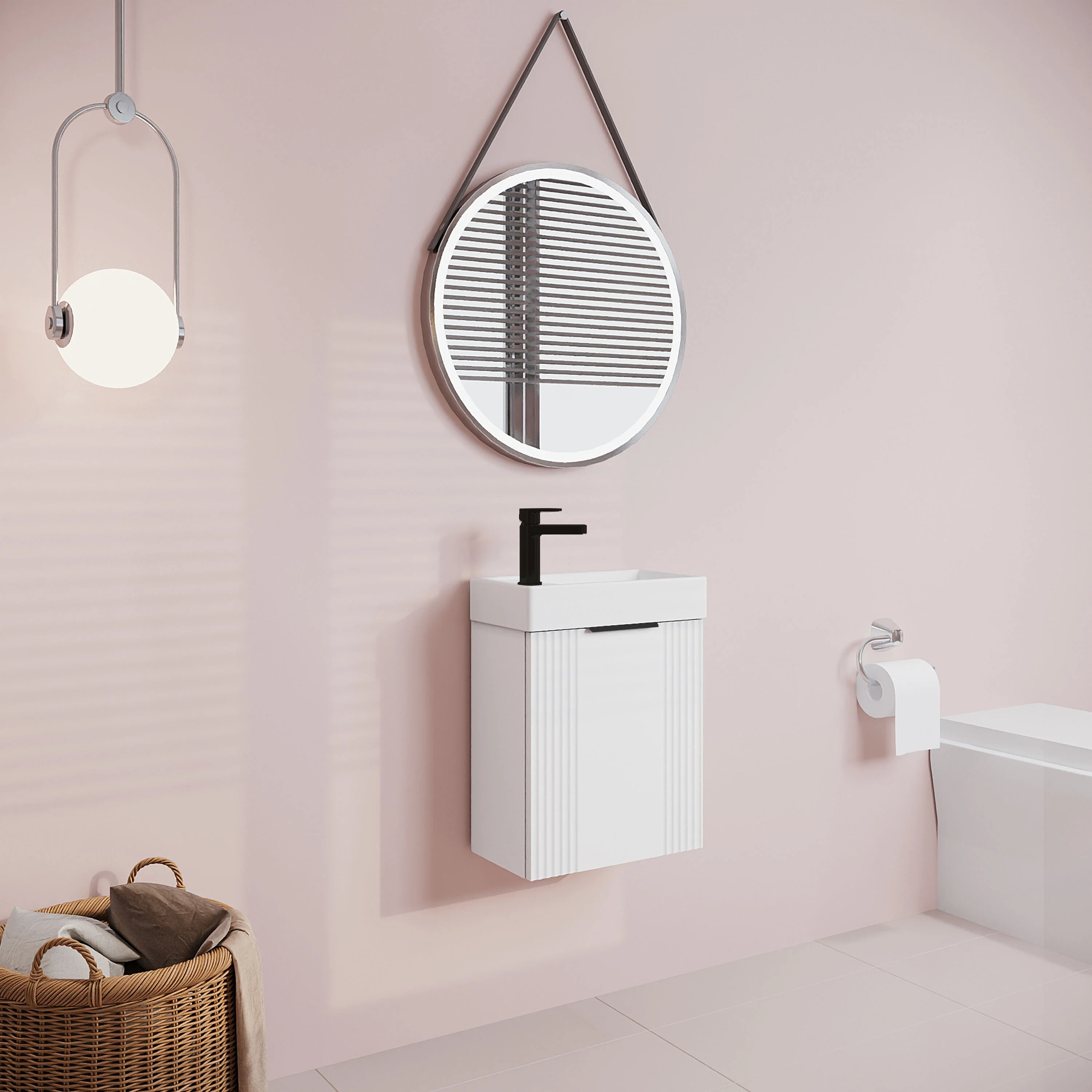 Belvide Retro Wall Hung Bathroom Cloakroom Vanity Basin Unit 438 x 400 x 222mm - Multiple Colours - Image 45