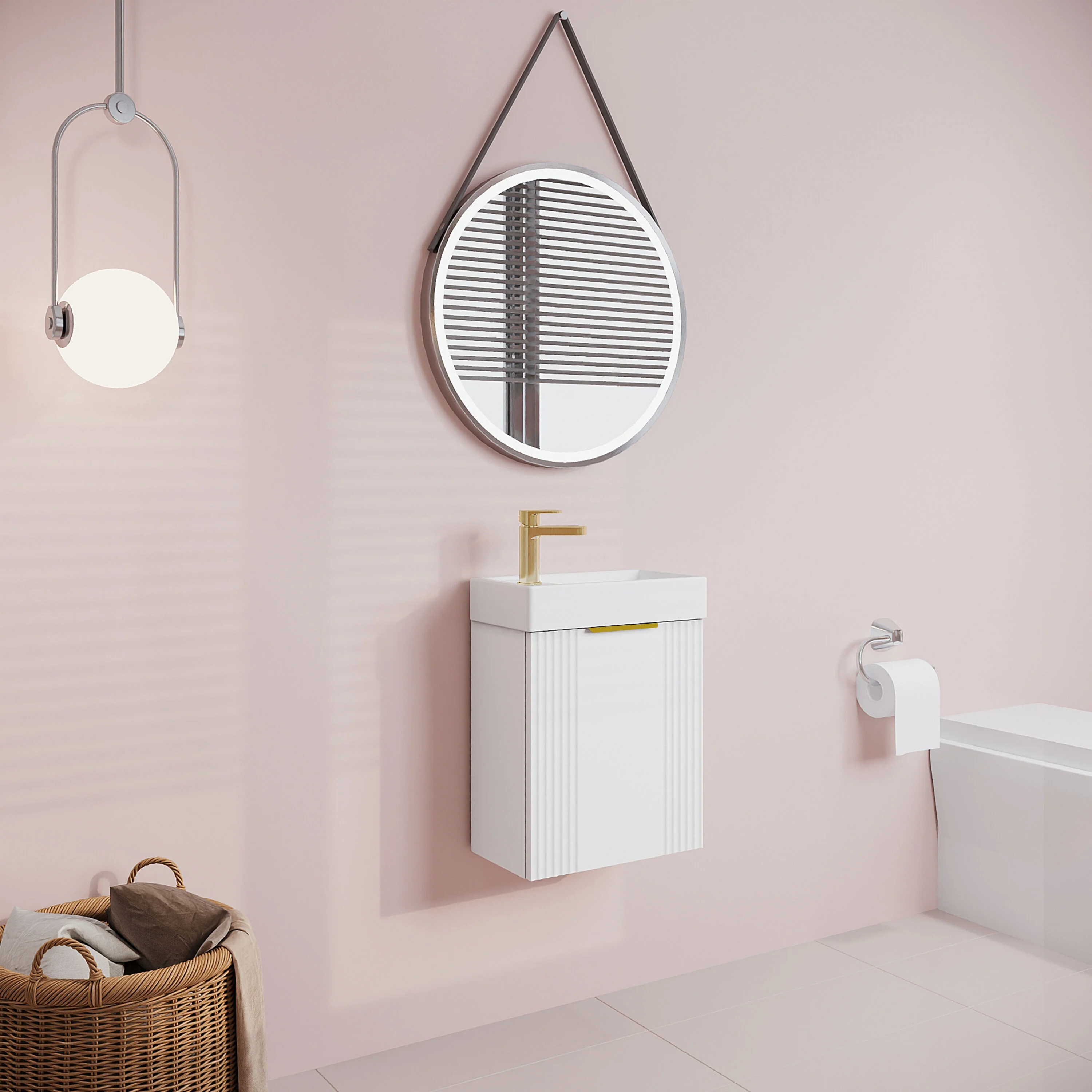 Belvide Retro Wall Hung Bathroom Cloakroom Vanity Basin Unit 438 x 400 x 222mm - Multiple Colours - Image 46