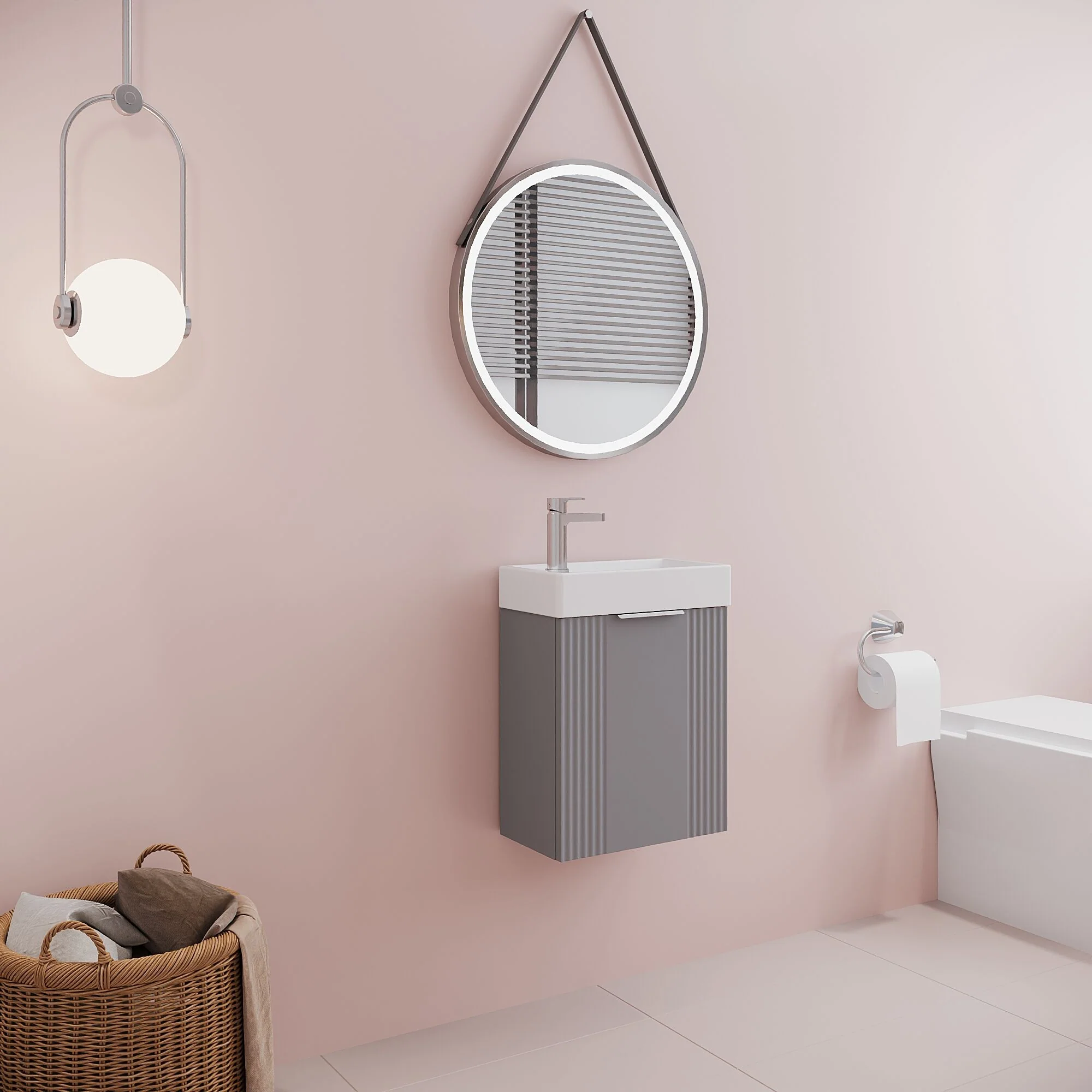 Belvide Retro Wall Hung Bathroom Cloakroom Vanity Basin Unit 438 x 400 x 222mm - Multiple Colours - Image 47
