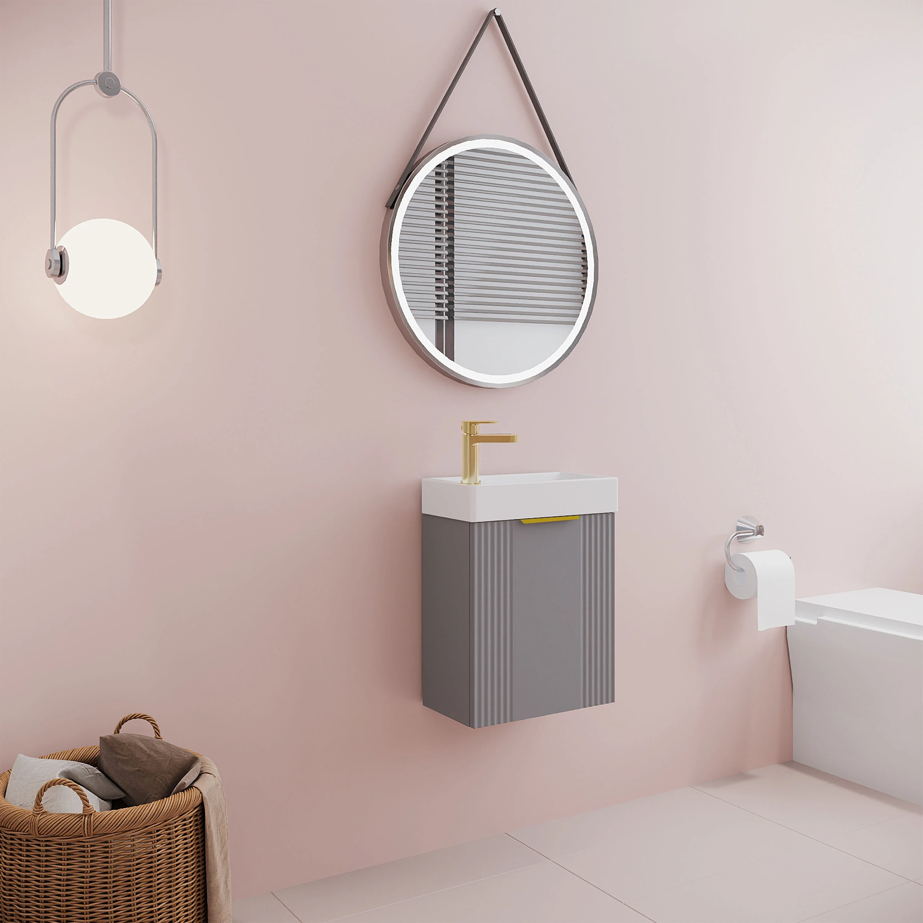 Belvide Retro Wall Hung Bathroom Cloakroom Vanity Basin Unit 438 x 400 x 222mm - Multiple Colours - Image 49