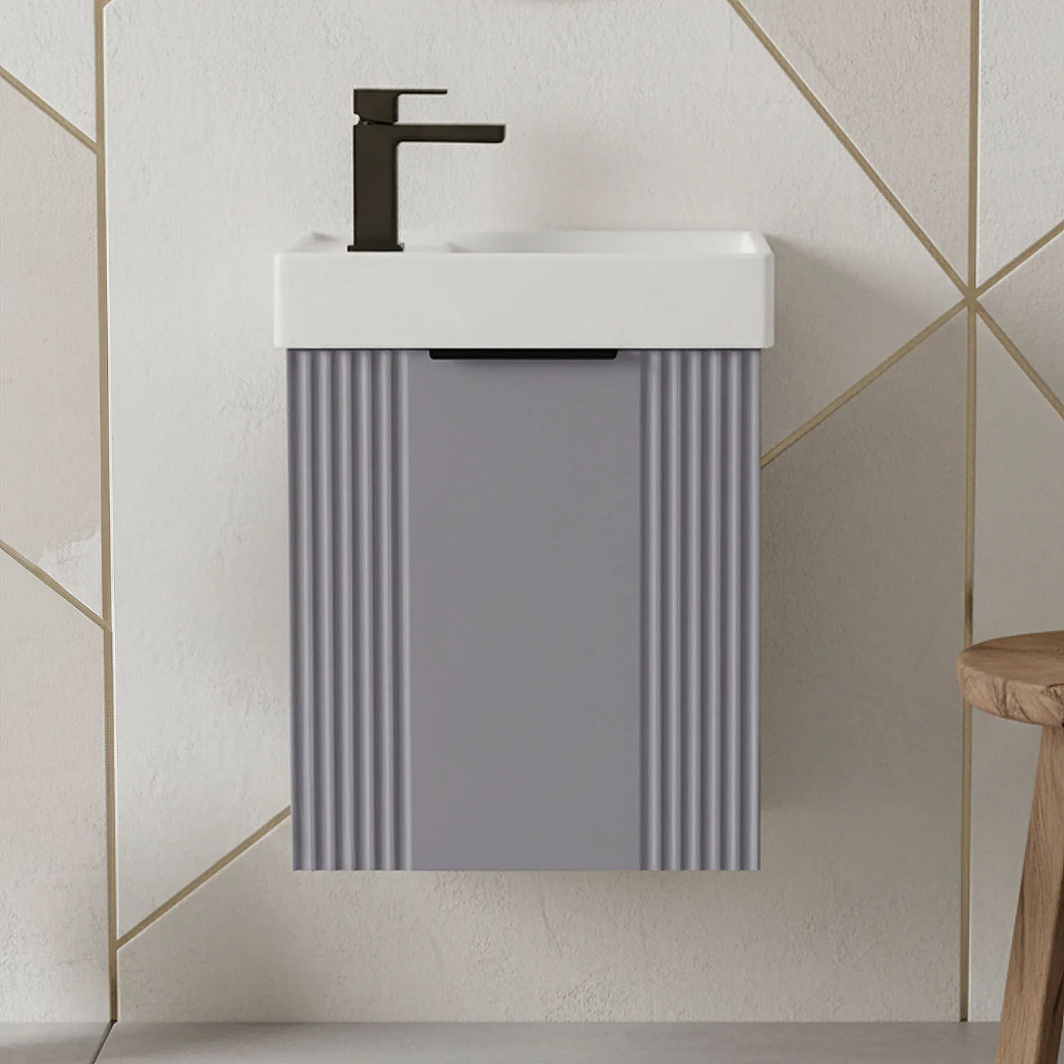 Belvide Retro Wall Hung Bathroom Cloakroom Vanity Basin Unit 438 x 400 x 222mm - Multiple Colours - Image 5