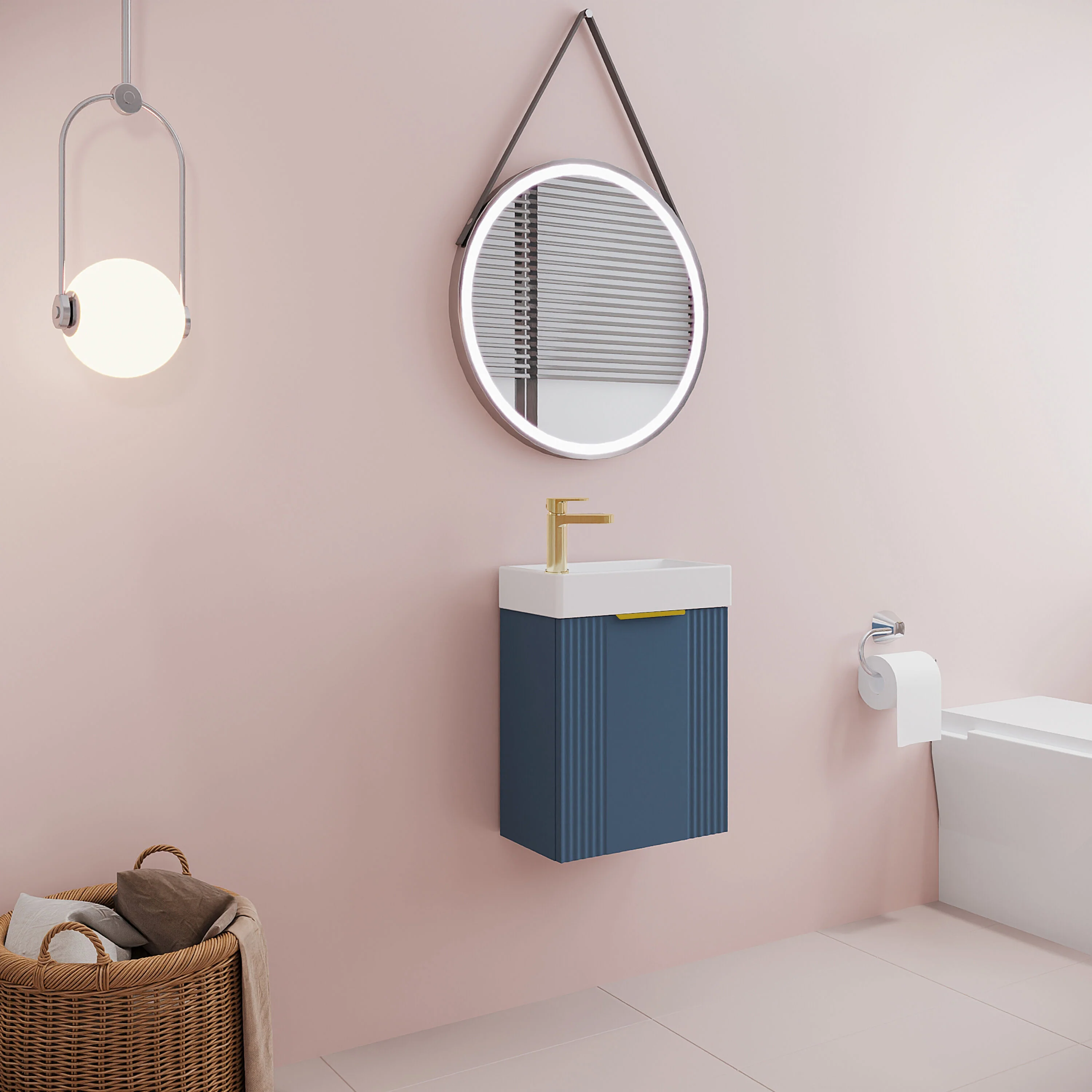 Belvide Retro Wall Hung Bathroom Cloakroom Vanity Basin Unit 438 x 400 x 222mm - Multiple Colours - Image 52