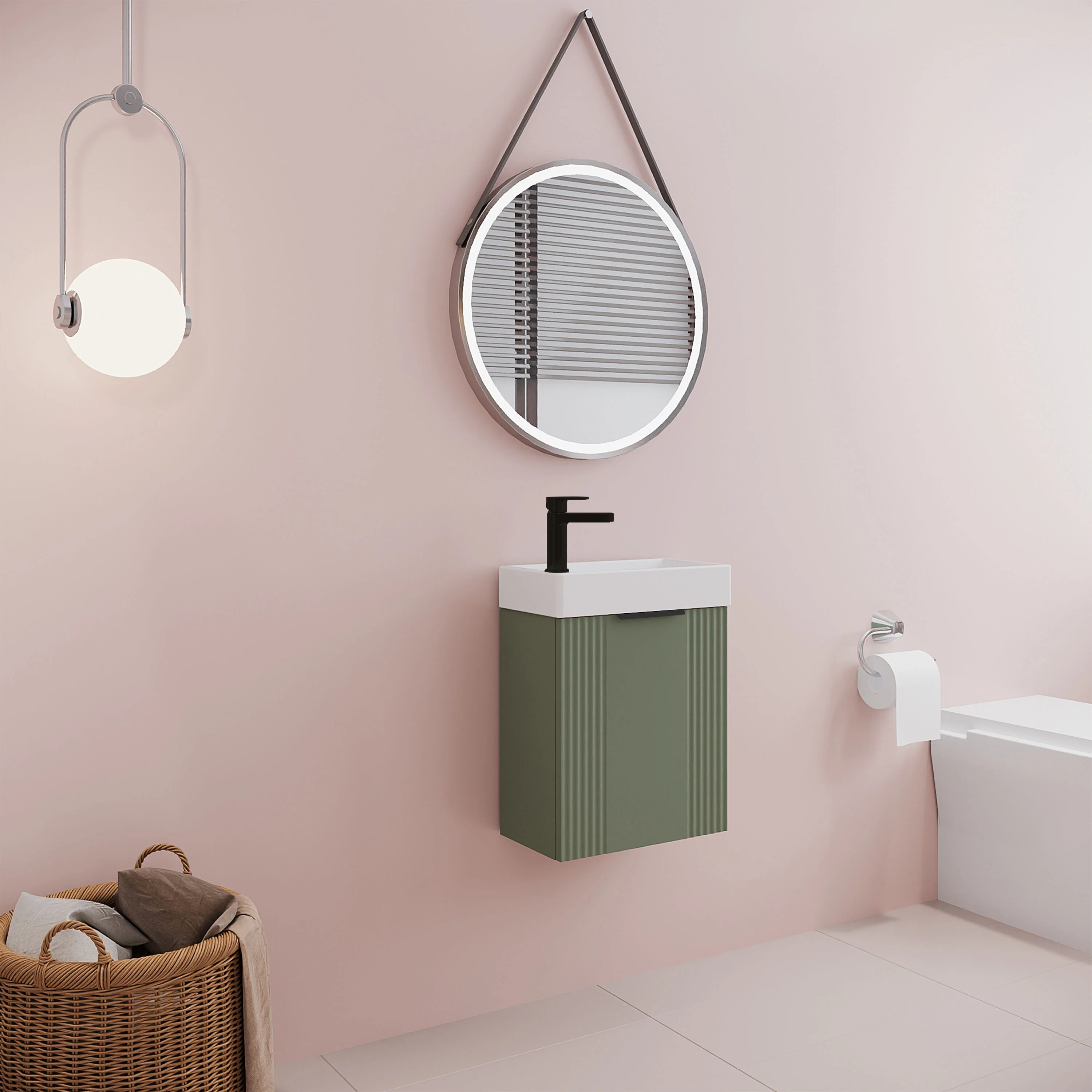 Belvide Retro Wall Hung Bathroom Cloakroom Vanity Basin Unit 438 x 400 x 222mm - Multiple Colours - Image 54