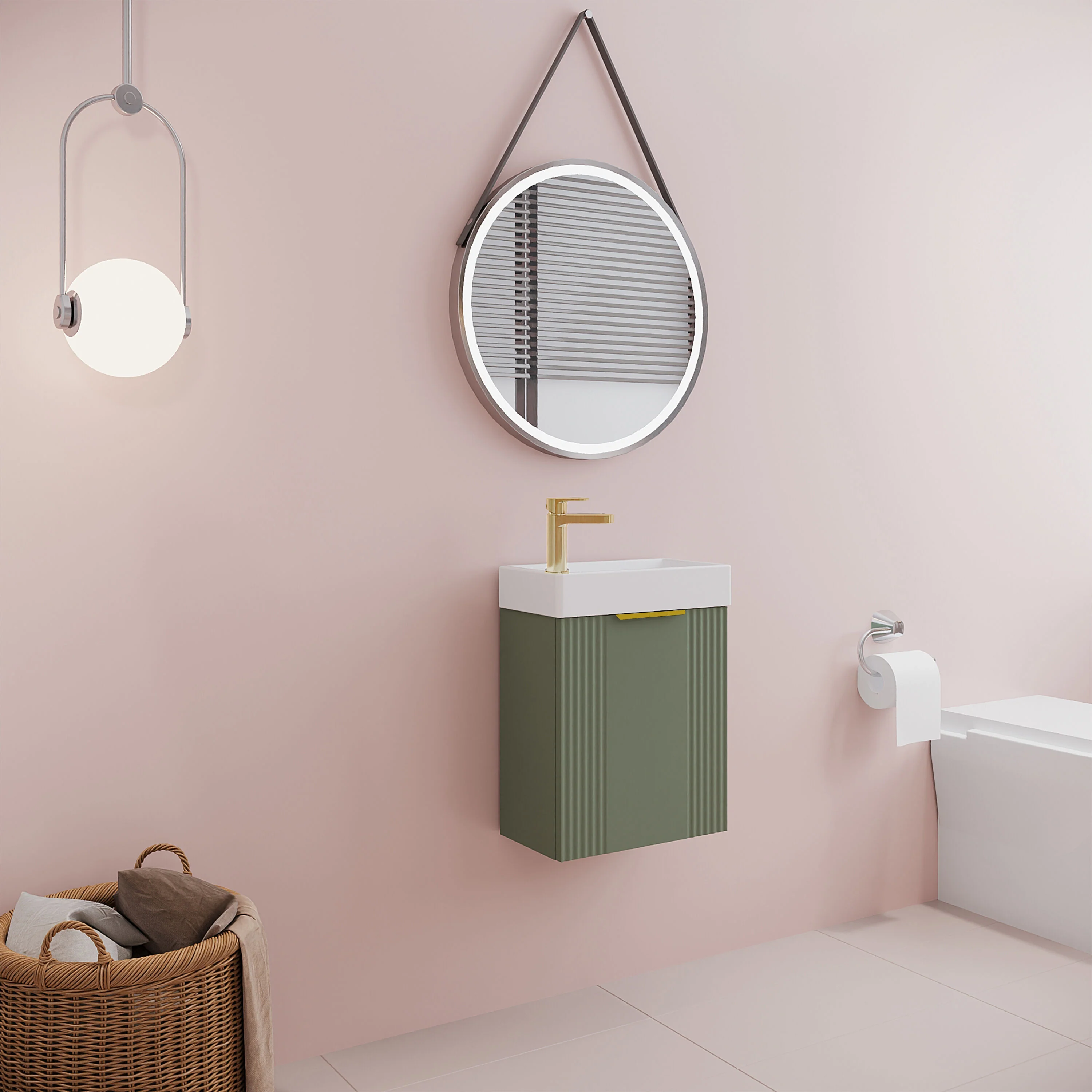 Belvide Retro Wall Hung Bathroom Cloakroom Vanity Basin Unit 438 x 400 x 222mm - Multiple Colours - Image 55