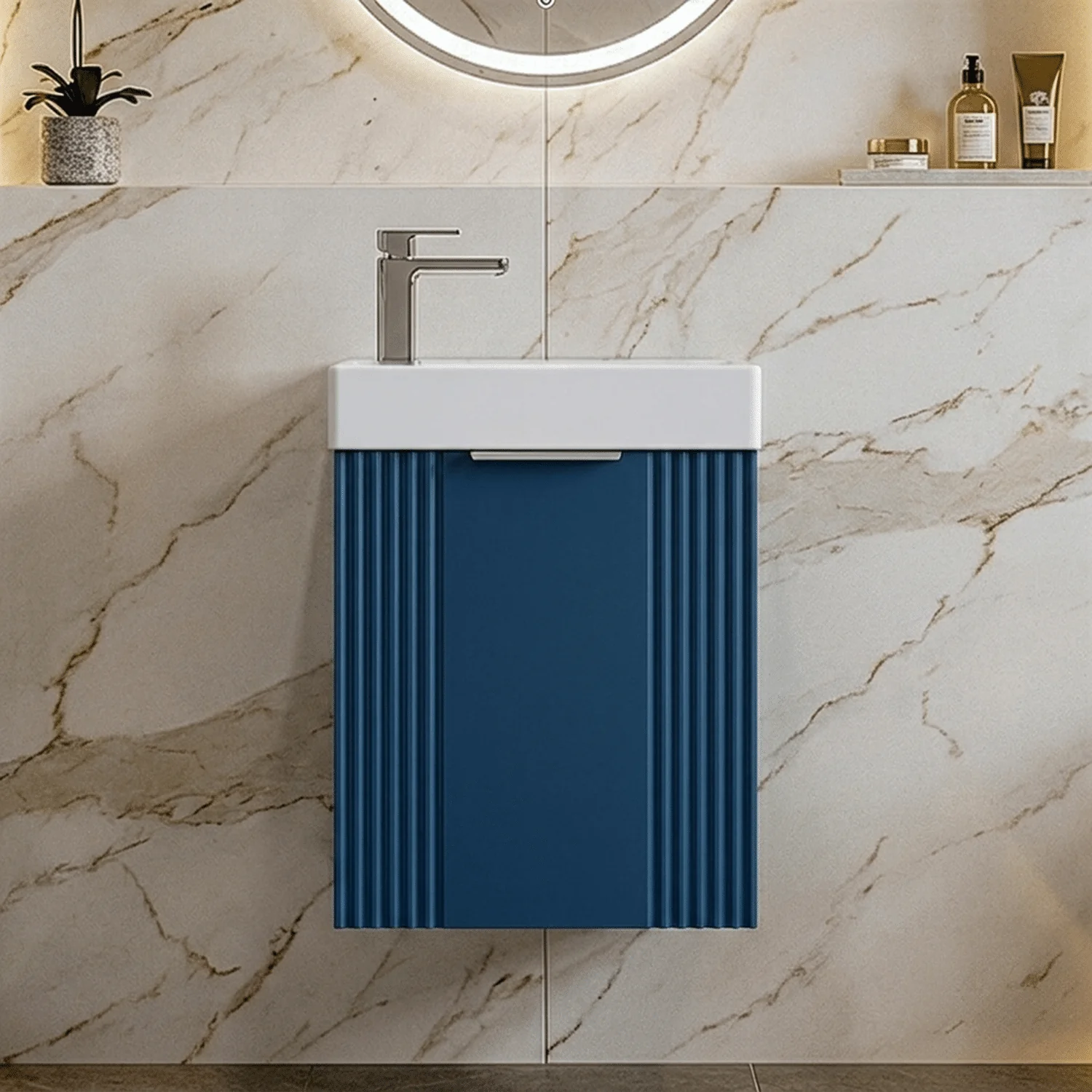 Belvide Retro Wall Hung Bathroom Cloakroom Vanity Basin Unit 438 x 400 x 222mm - Multiple Colours - Image 7