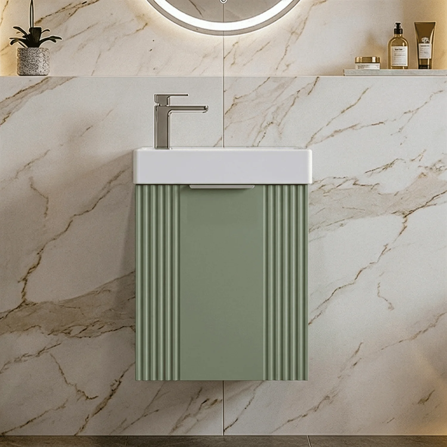Belvide Retro Wall Hung Bathroom Cloakroom Vanity Basin Unit 438 x 400 x 222mm - Multiple Colours - Image 9