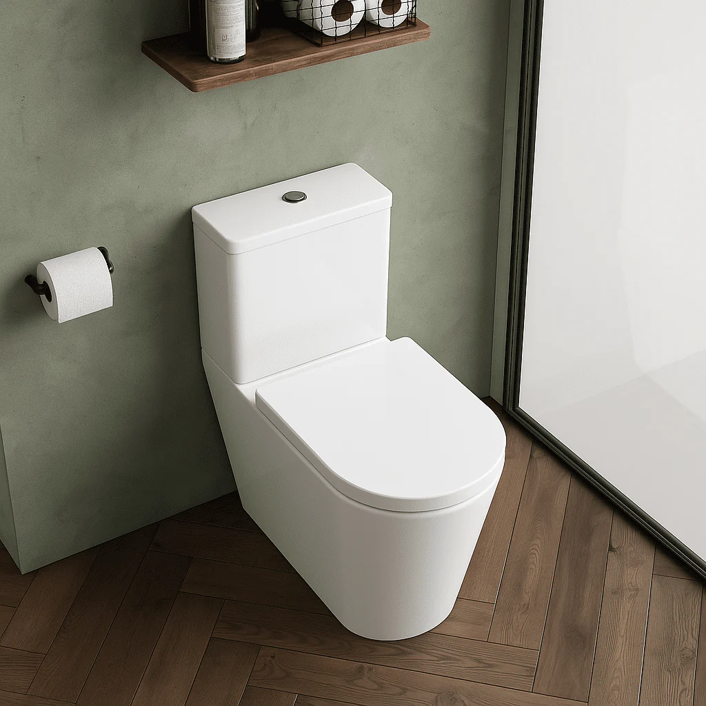 Hilderstone Modern Close-Coupled Rimless Toilet with Soft Close Seat - Image 3