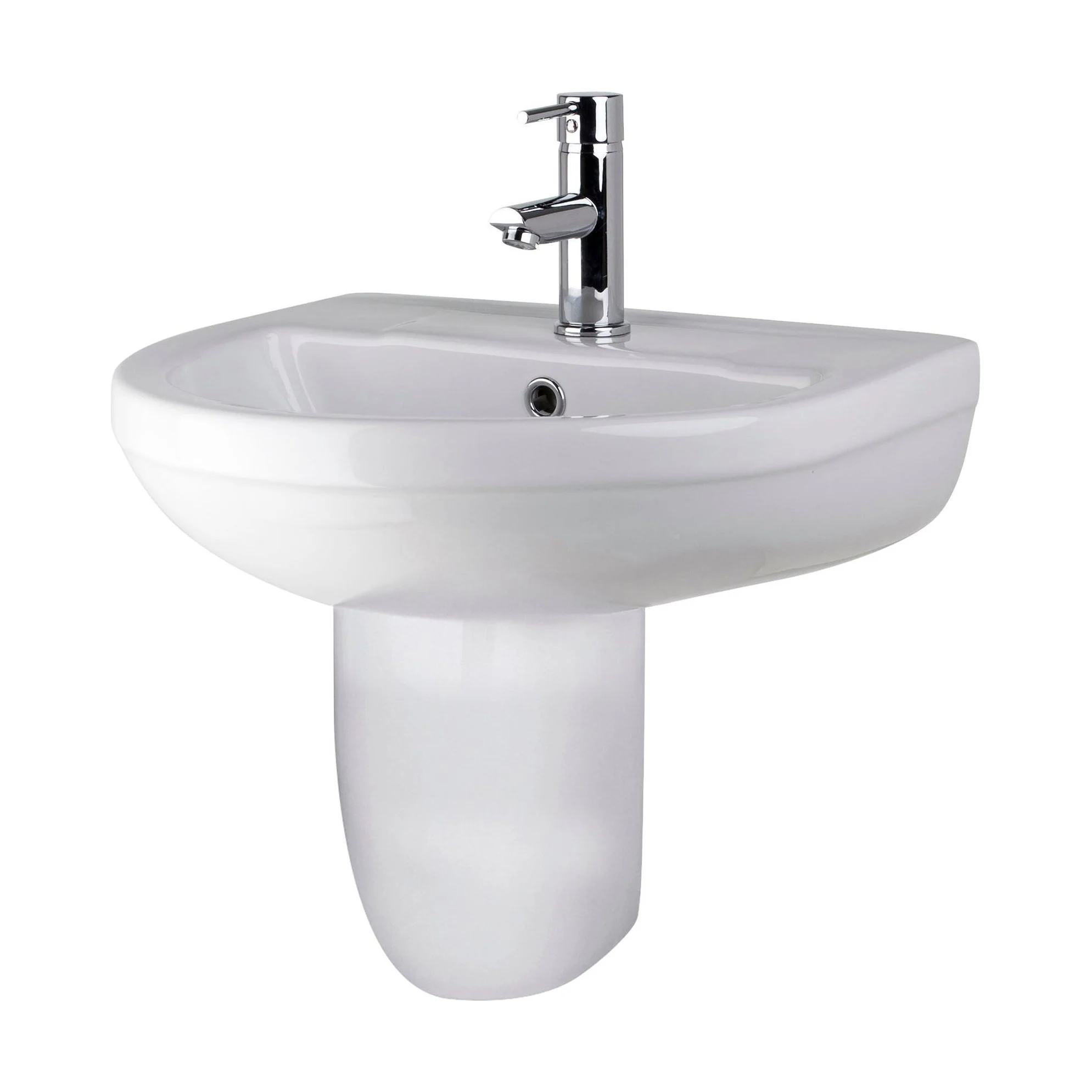Copmere Modern White Round Bathroom Basin with Choice of Pedestal - 500mm - Image 10