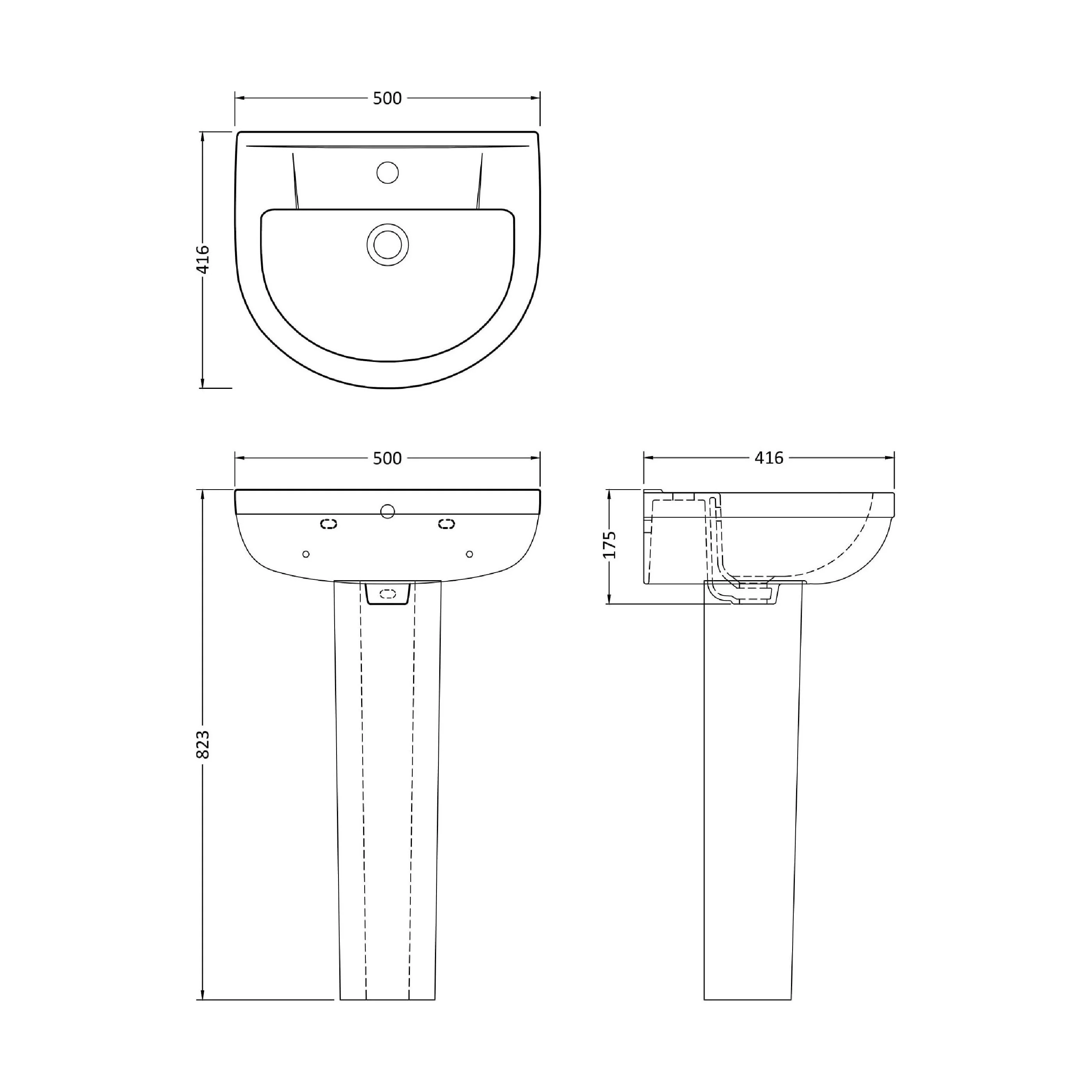Copmere Modern White Round Bathroom Basin with Choice of Pedestal - 500mm - Image 11
