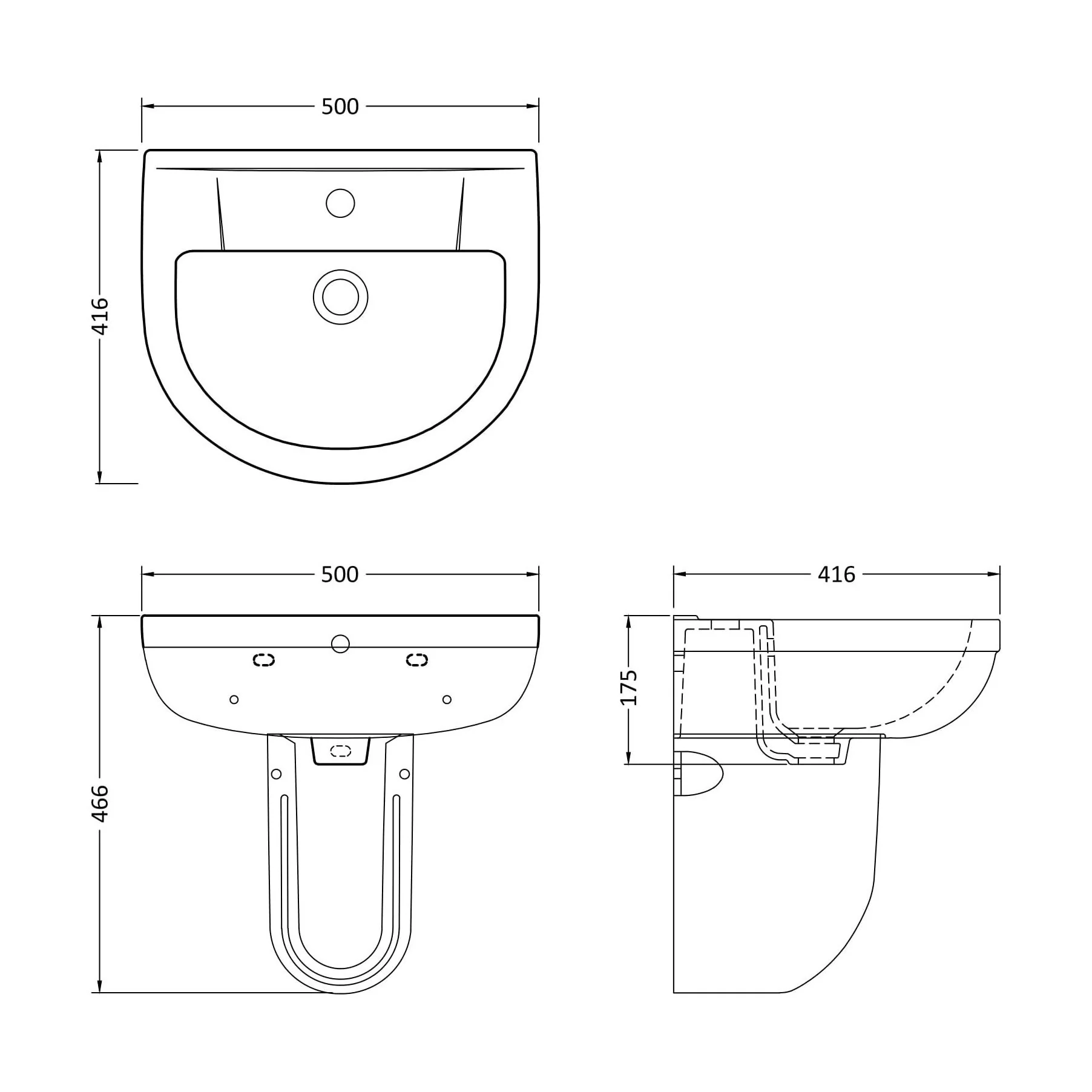 Copmere Modern White Round Bathroom Basin with Choice of Pedestal - 500mm - Image 12