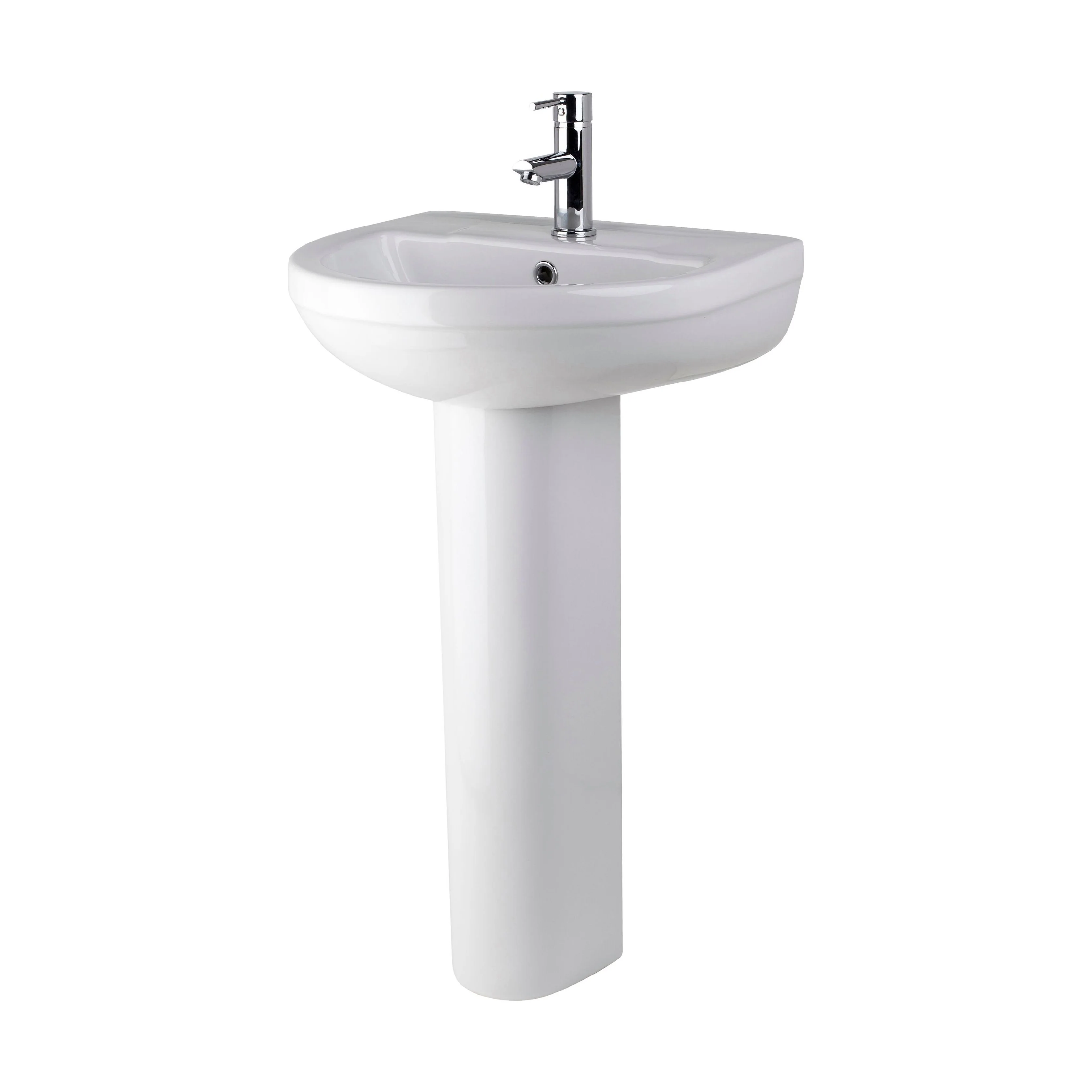 Copmere Modern White Round Bathroom Basin with Choice of Pedestal - 500mm - Image 9
