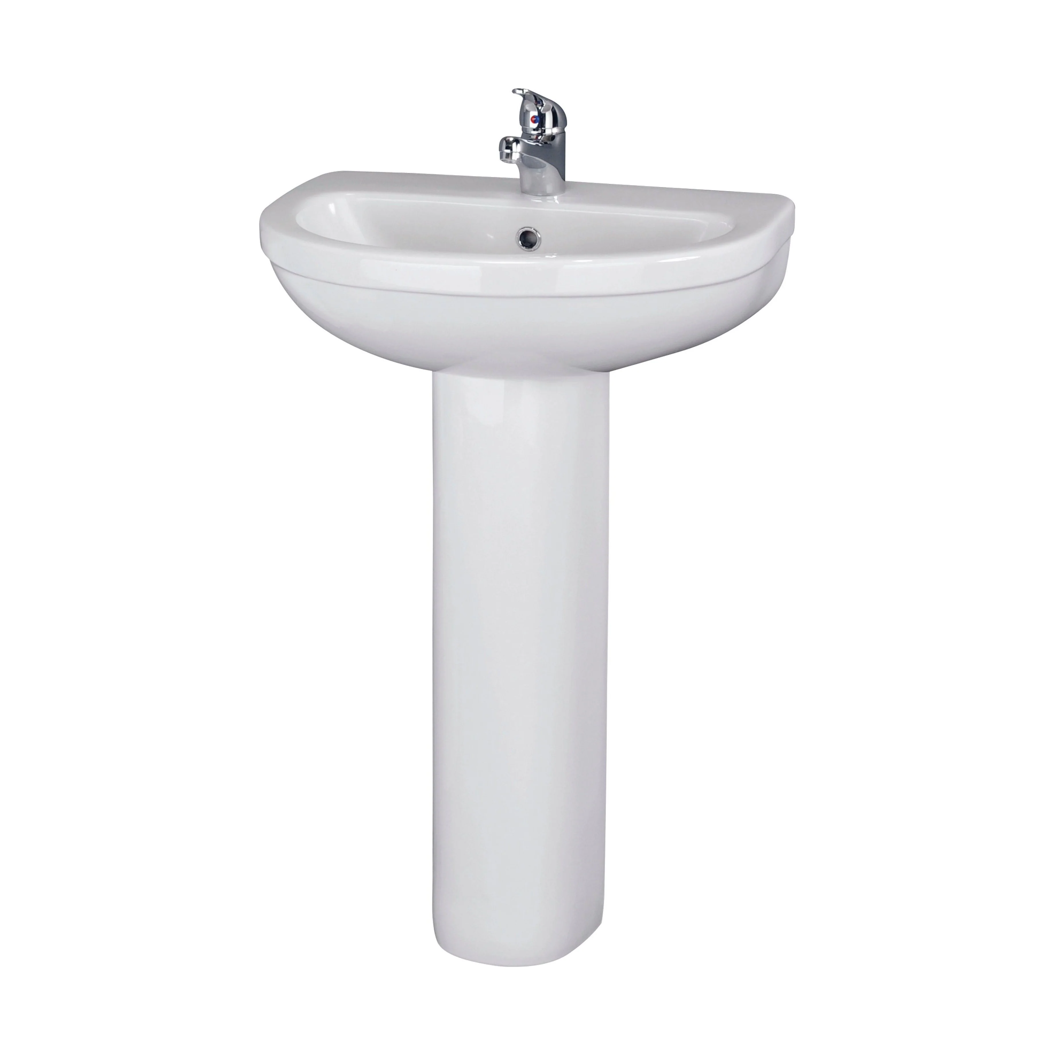 Churnet Round Ceramic Basin and Pedestal - 1 or 2 Tap Hole - 845 x 555 x 445mm - Image 9