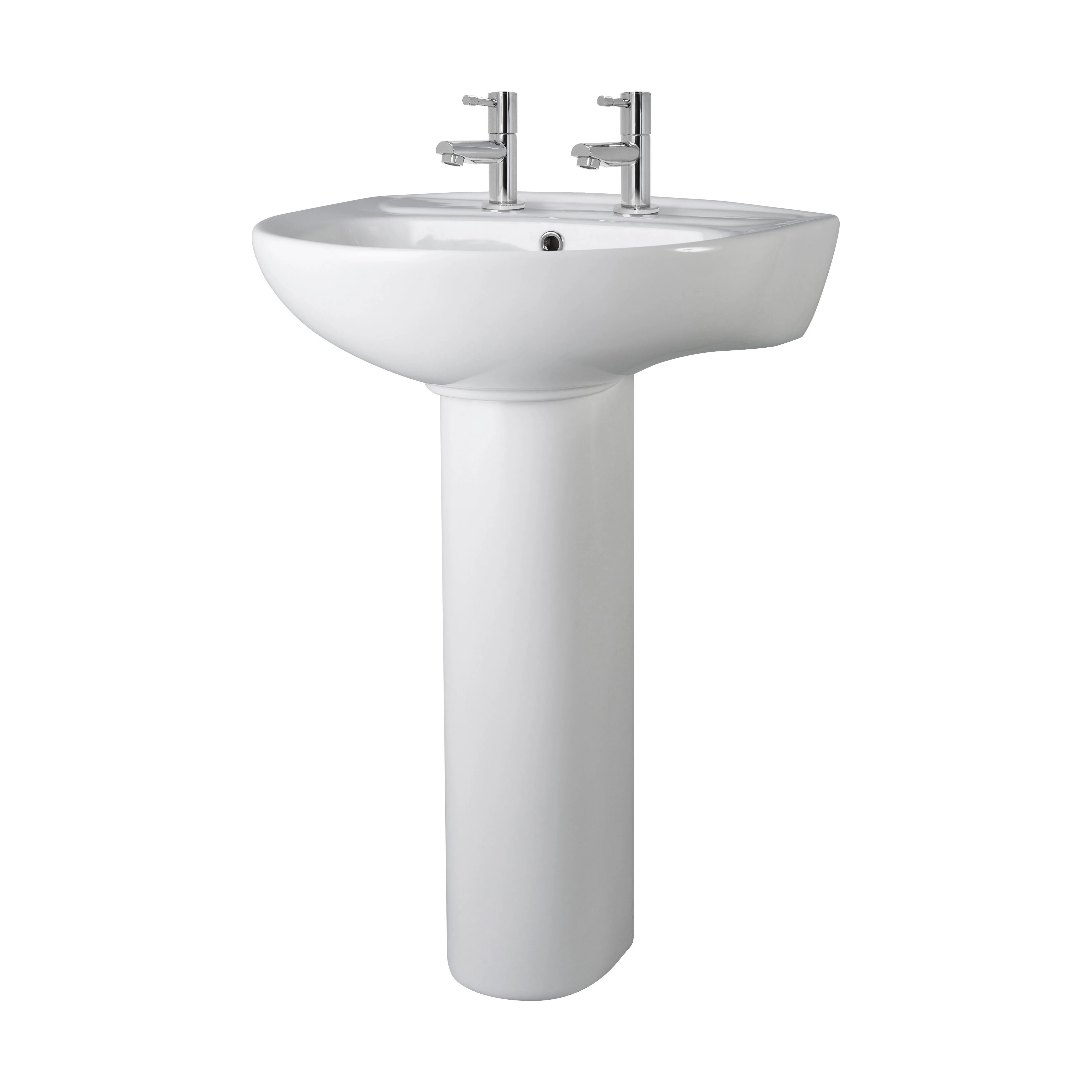 Anslow Round Ceramic Bathroom Basin and Full Pedestal - 550mm - Image 9