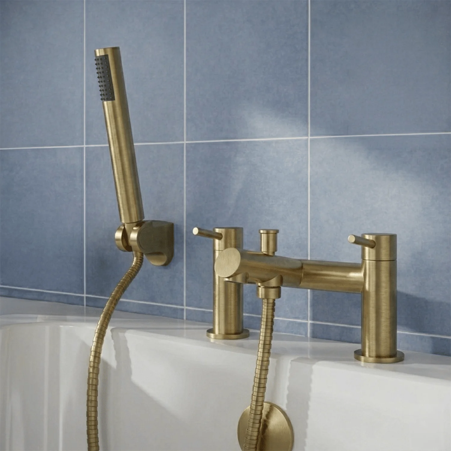 Wetley Round Minimalist Bath Shower Mixer Tap with Shower Kit - Choice of Finish - Image 3