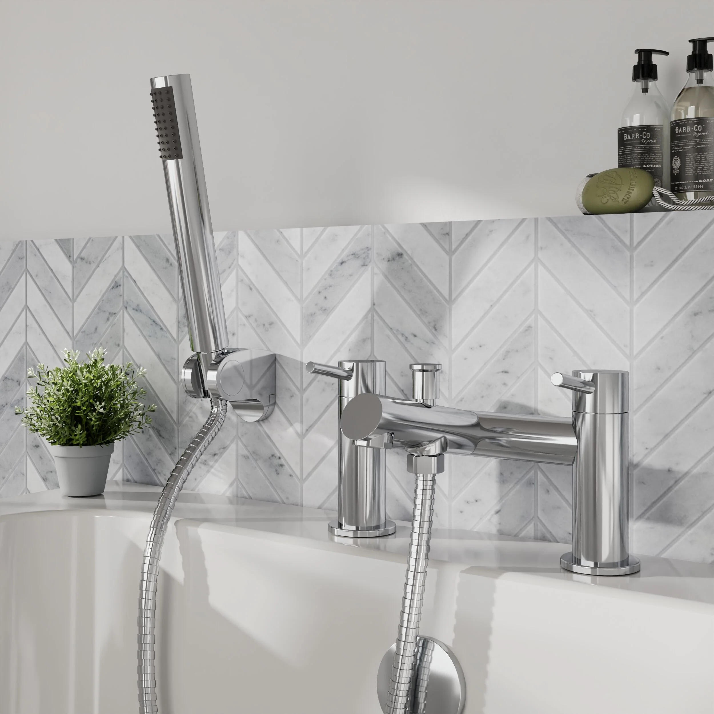 Wetley Round Minimalist Bath Shower Mixer Tap with Shower Kit - Choice of Finish - Image 4