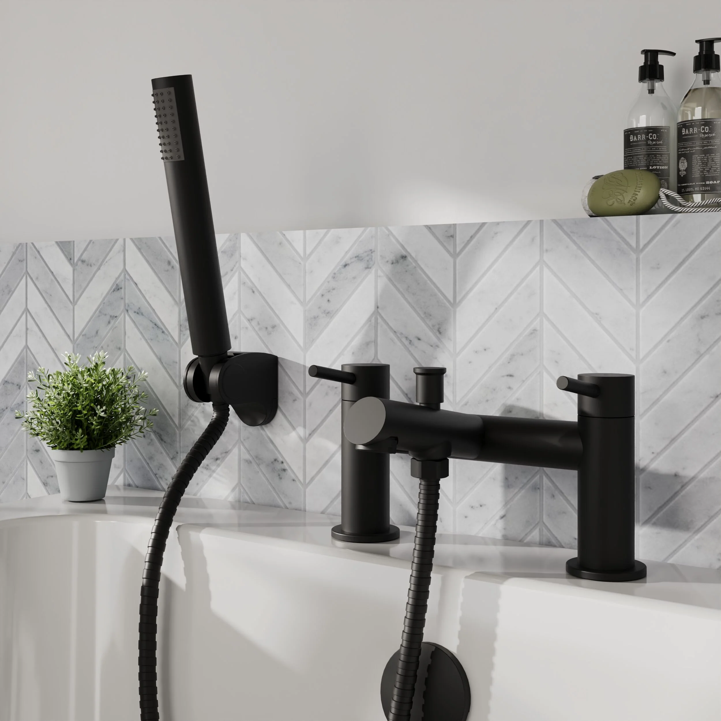 Wetley Round Minimalist Bath Shower Mixer Tap with Shower Kit - Choice of Finish - Image 5