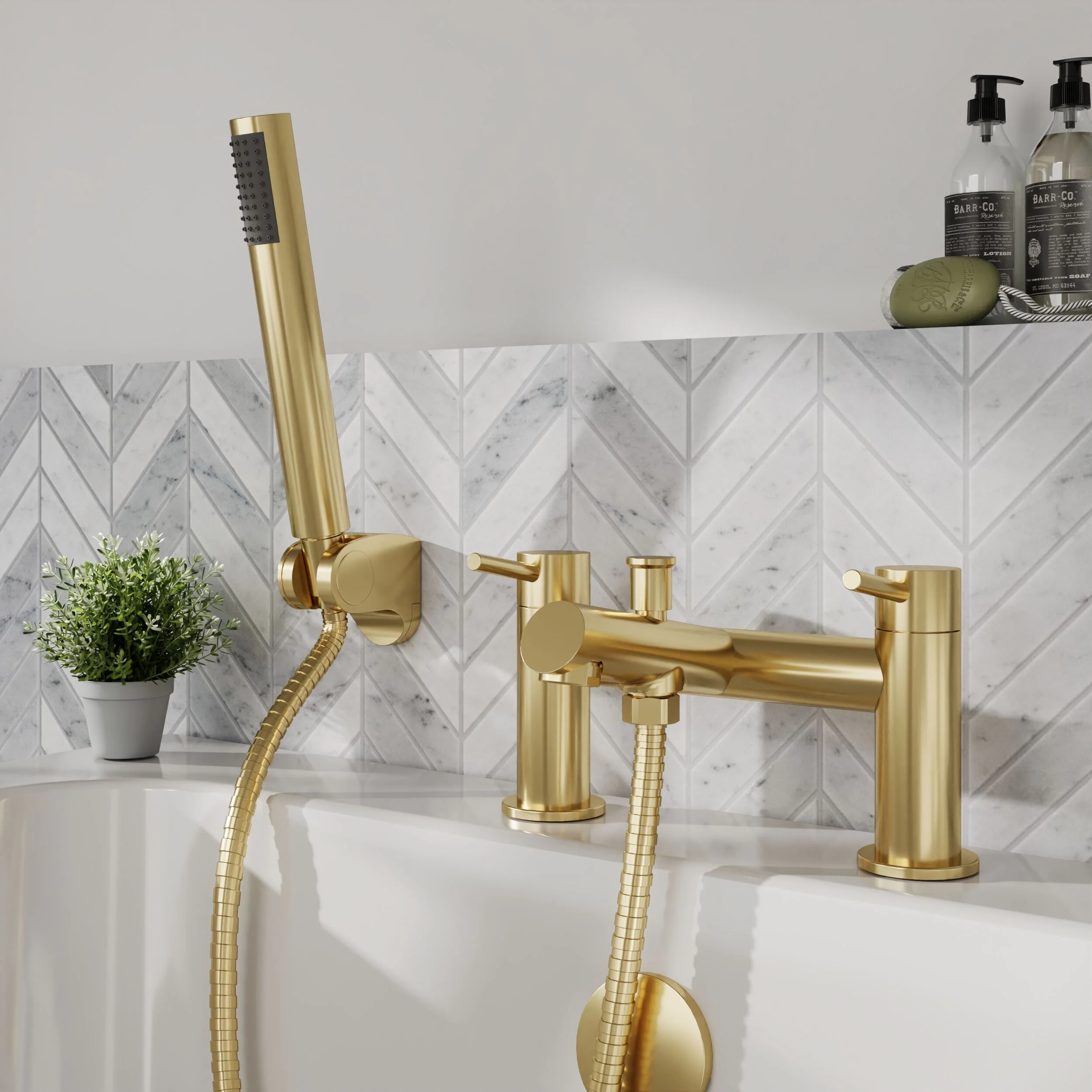 Wetley Round Minimalist Bath Shower Mixer Tap with Shower Kit - Choice of Finish - Image 6