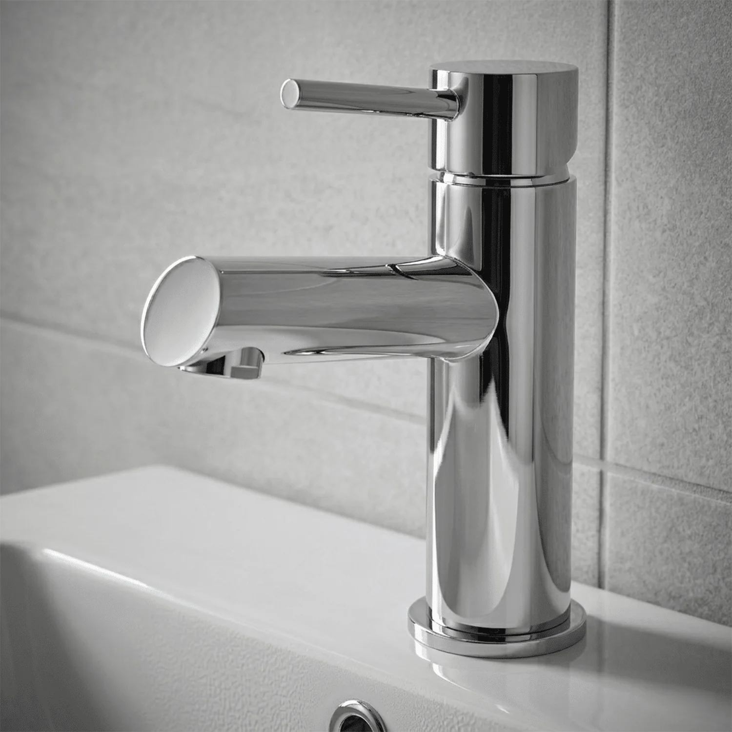 Wetley Minimalist Round Mono Basin Mixer Tap & Push Button Waste - Choice of Finish
