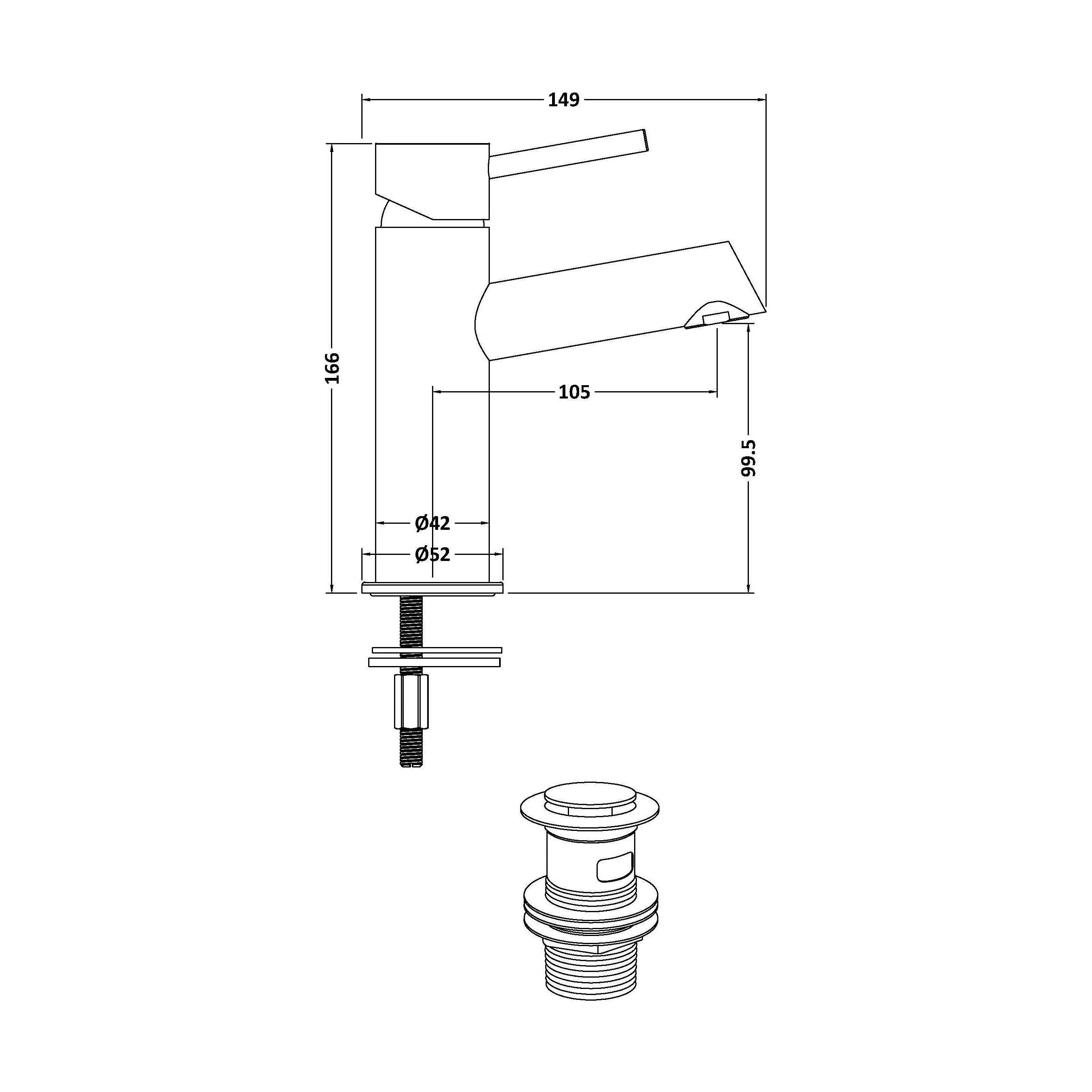 Wetley Minimalist Round Mono Basin Mixer Tap & Push Button Waste - Choice of Finish - Image 12