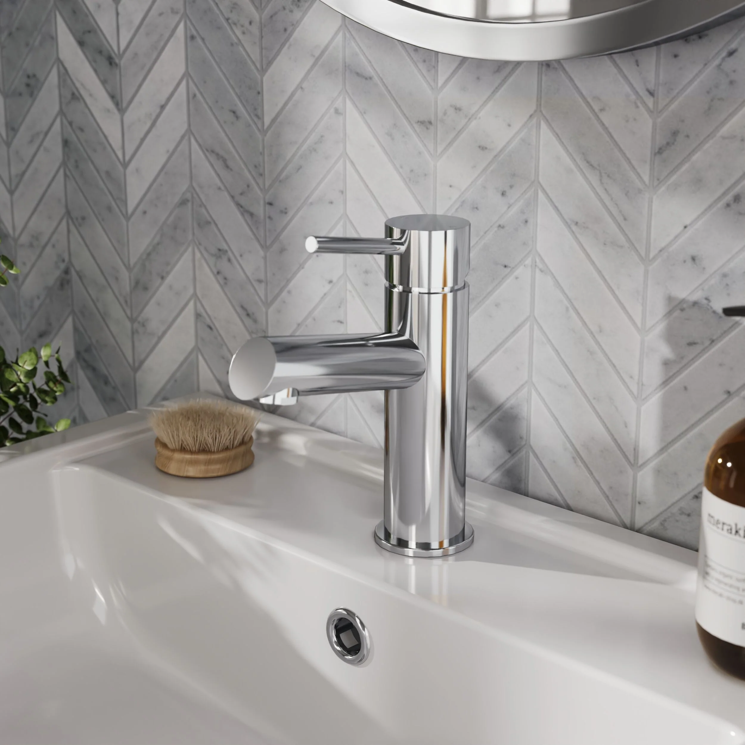 Wetley Minimalist Round Mono Basin Mixer Tap & Push Button Waste - Choice of Finish - Image 4
