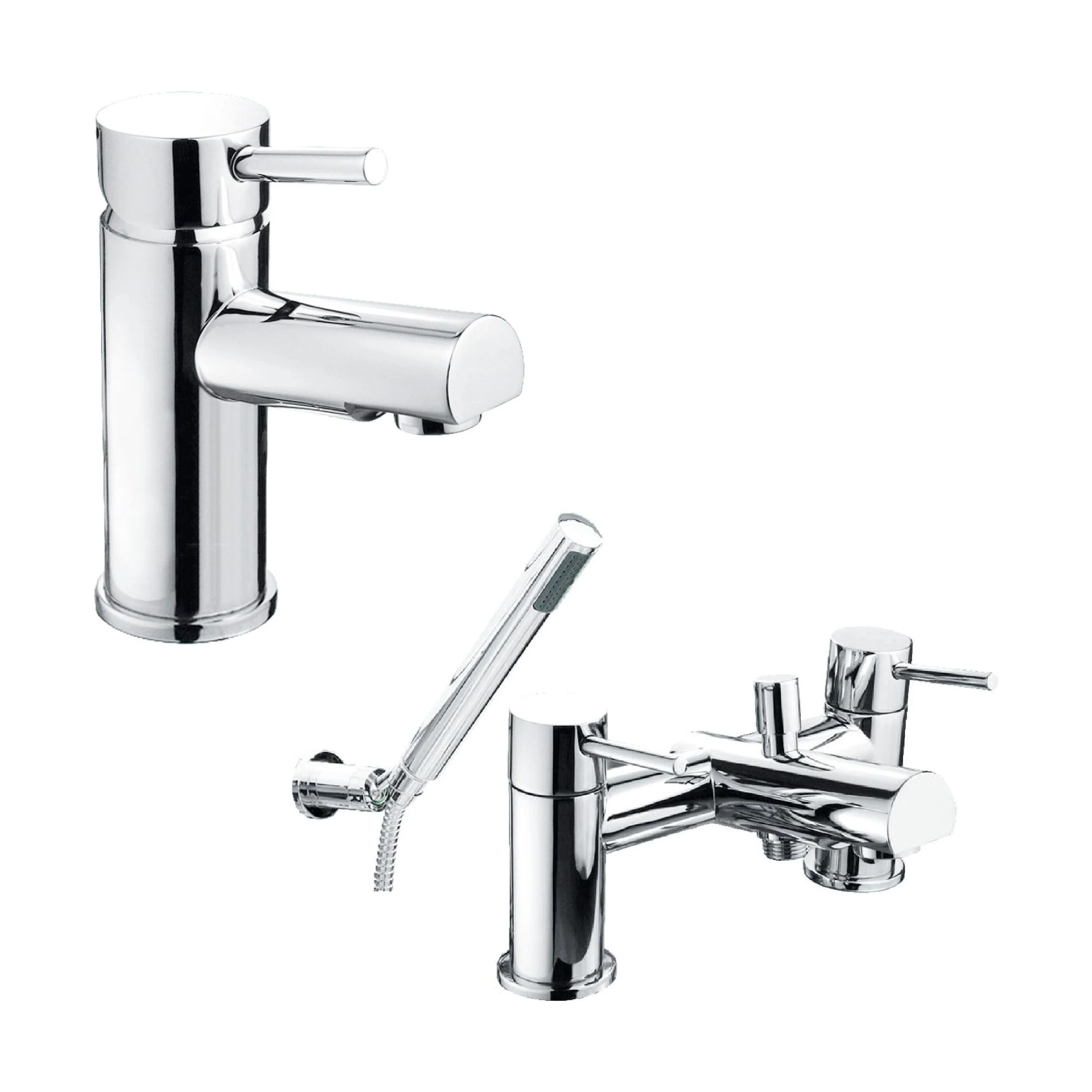 Round Mono Basin Mixer Tap - Choice of Bath Filler Tap or Bath Shower Mixer Tap