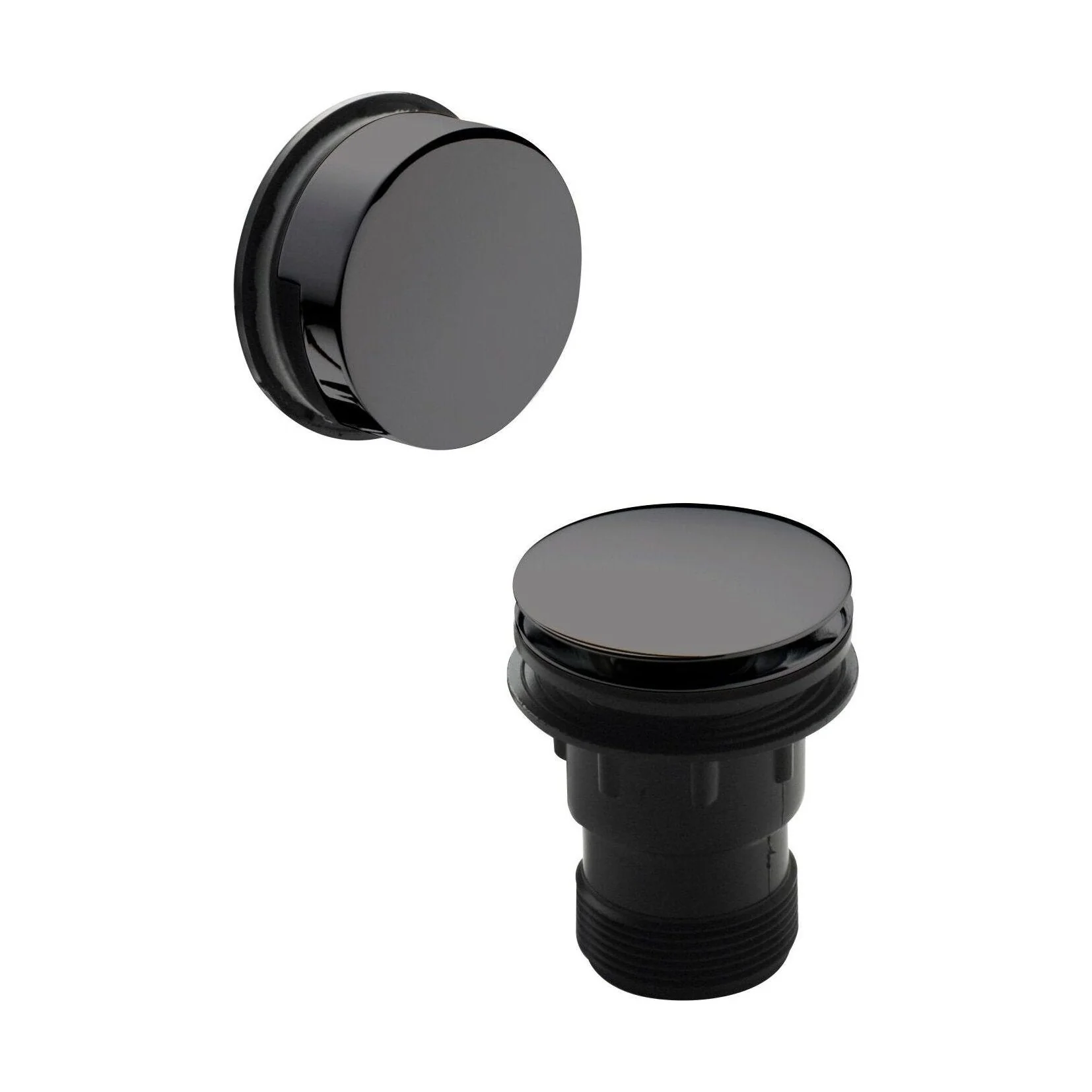 Round Push Button Bath Waste - 70 x 70mm - Brushed Pewter