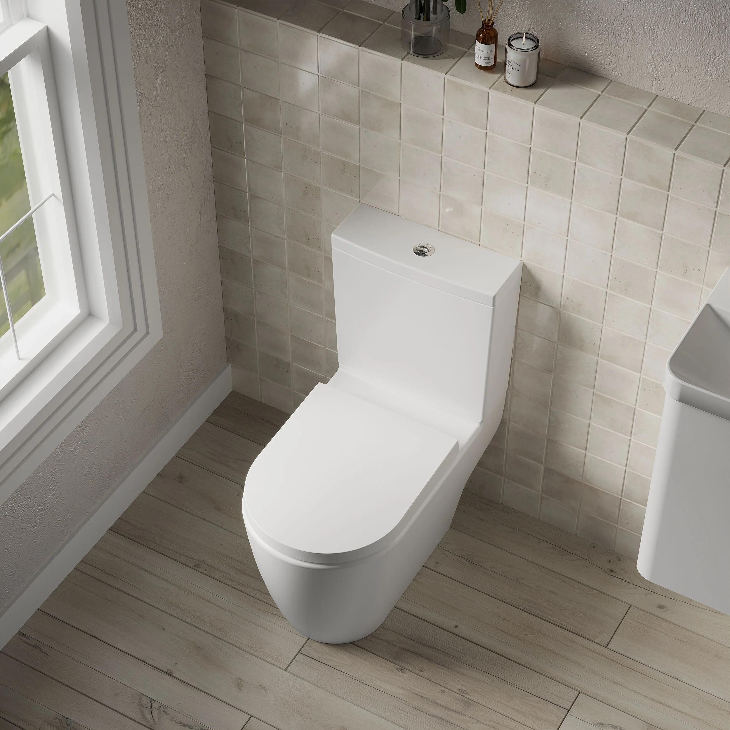 Dilhorne Round Semi Flush to Wall Toilet with Soft Close Seat - Image 3
