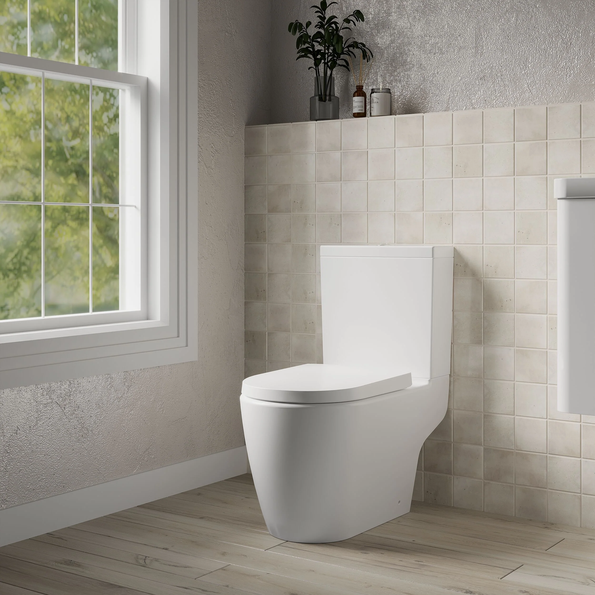 Dilhorne Round Semi Flush to Wall Toilet with Soft Close Seat - Image 4
