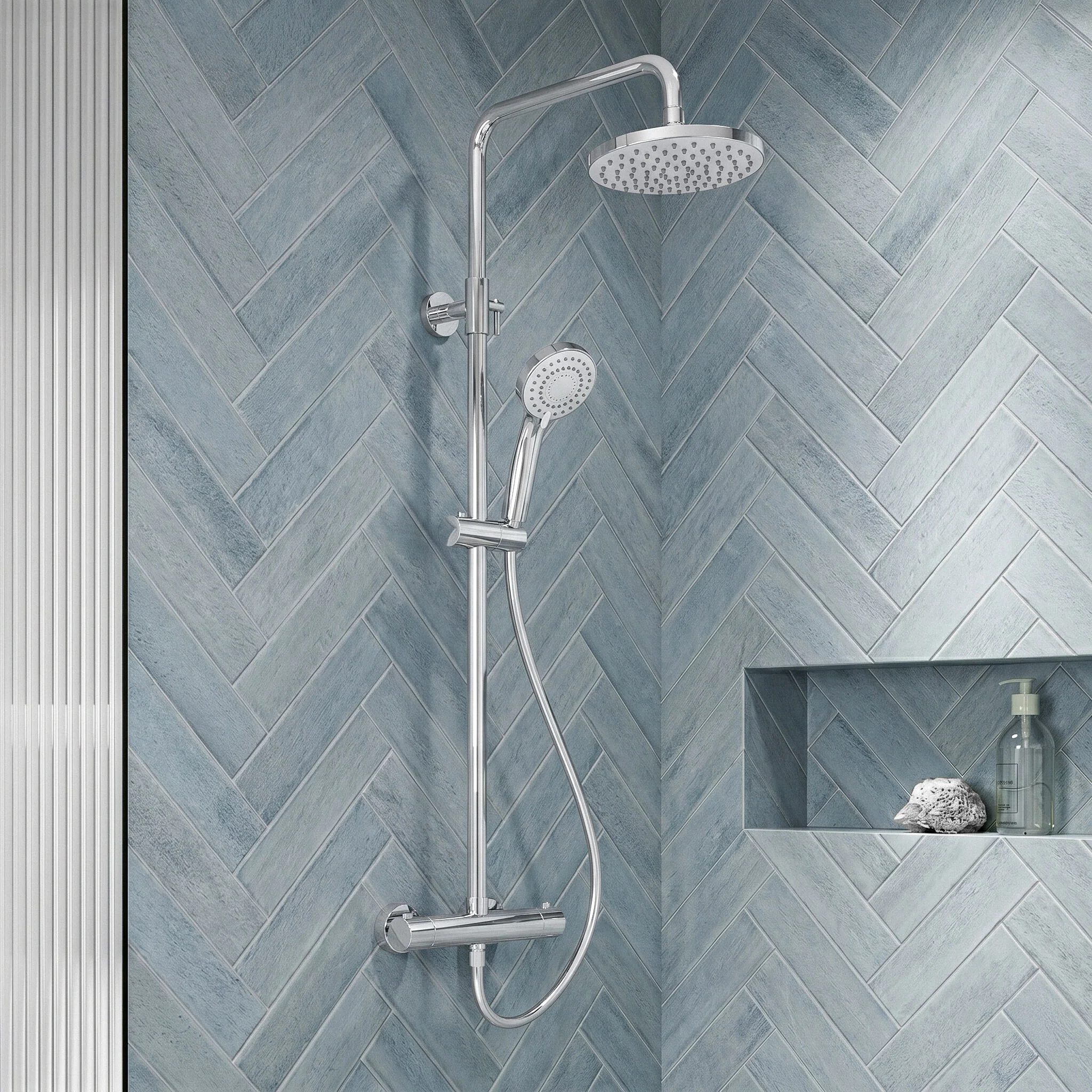 Consall Round Thermostatic Shower Kit with Fixed Head & Adjustable Handset - Multiple Colours Available