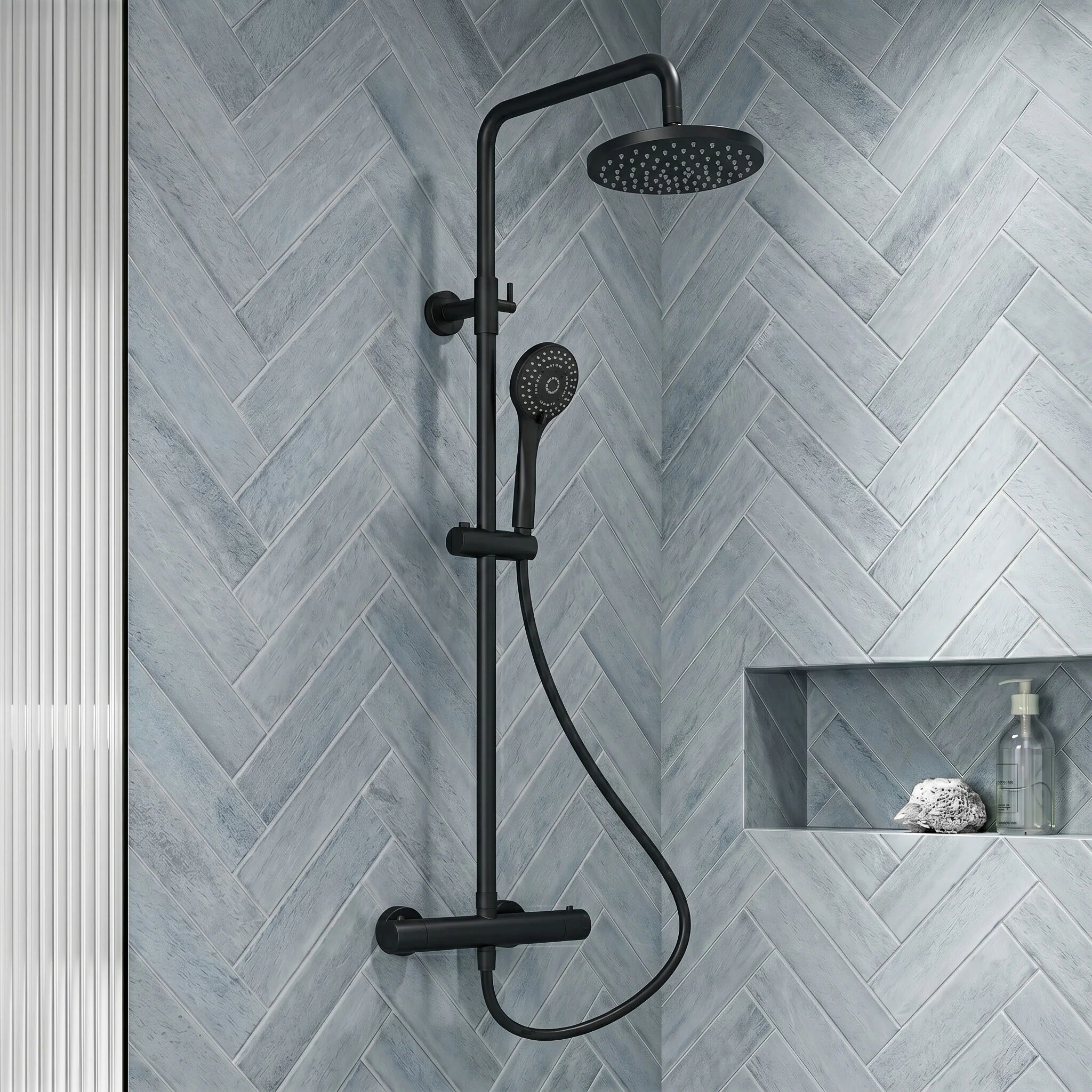 Consall Round Thermostatic Shower Kit with Fixed Head & Adjustable Handset - Multiple Colours Available - Image 2