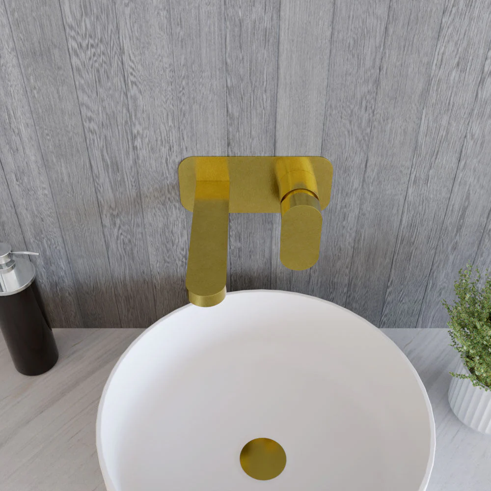 Enville Round Wall Mount 2 Tap Hole Basin Mixer Tap & Back Plate - Choice of Finish - Image 19
