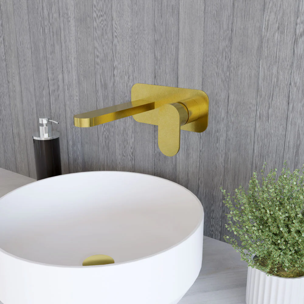 Enville Round Wall Mount 2 Tap Hole Basin Mixer Tap & Back Plate - Choice of Finish - Image 20