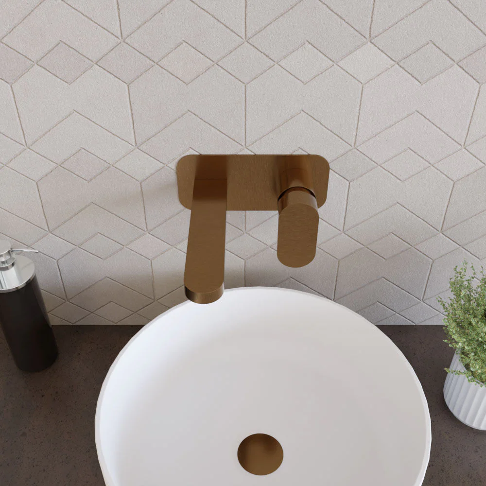Enville Round Wall Mount 2 Tap Hole Basin Mixer Tap & Back Plate - Choice of Finish - Image 7